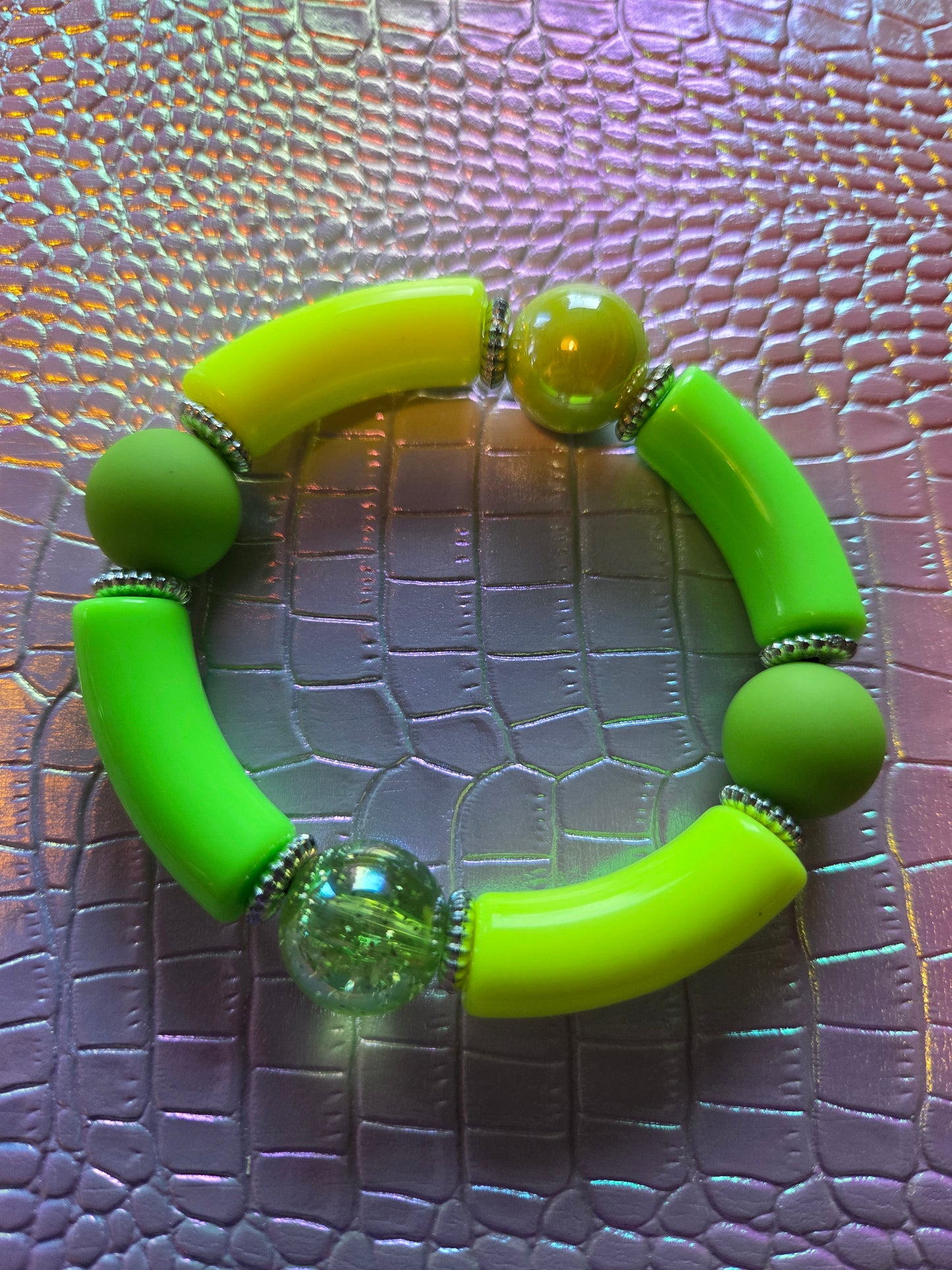 Armband Limonen Grün mit Big Pearls Glitzer