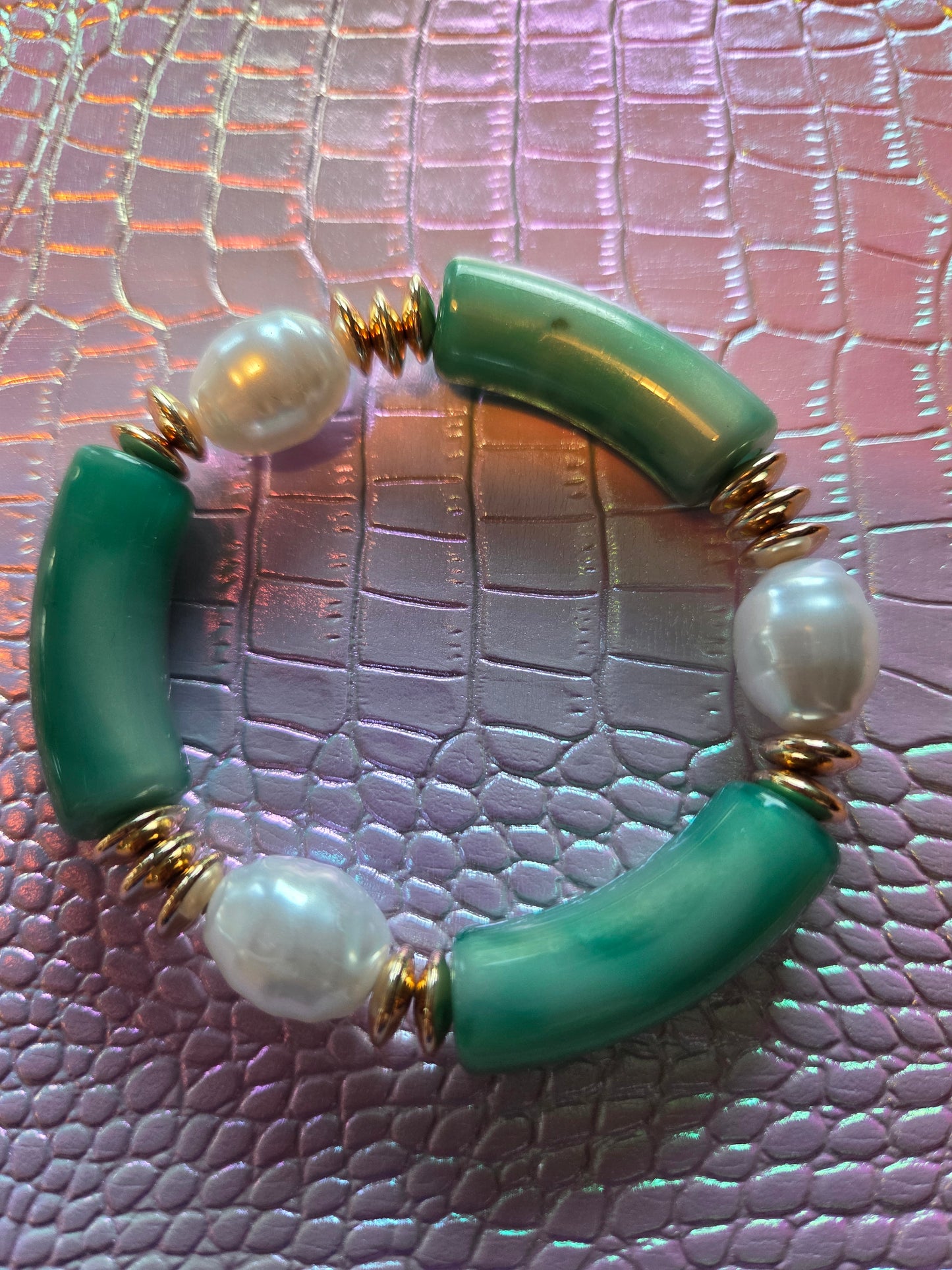Armbänder Big Pearls Türkis /Weiß 3 er Set