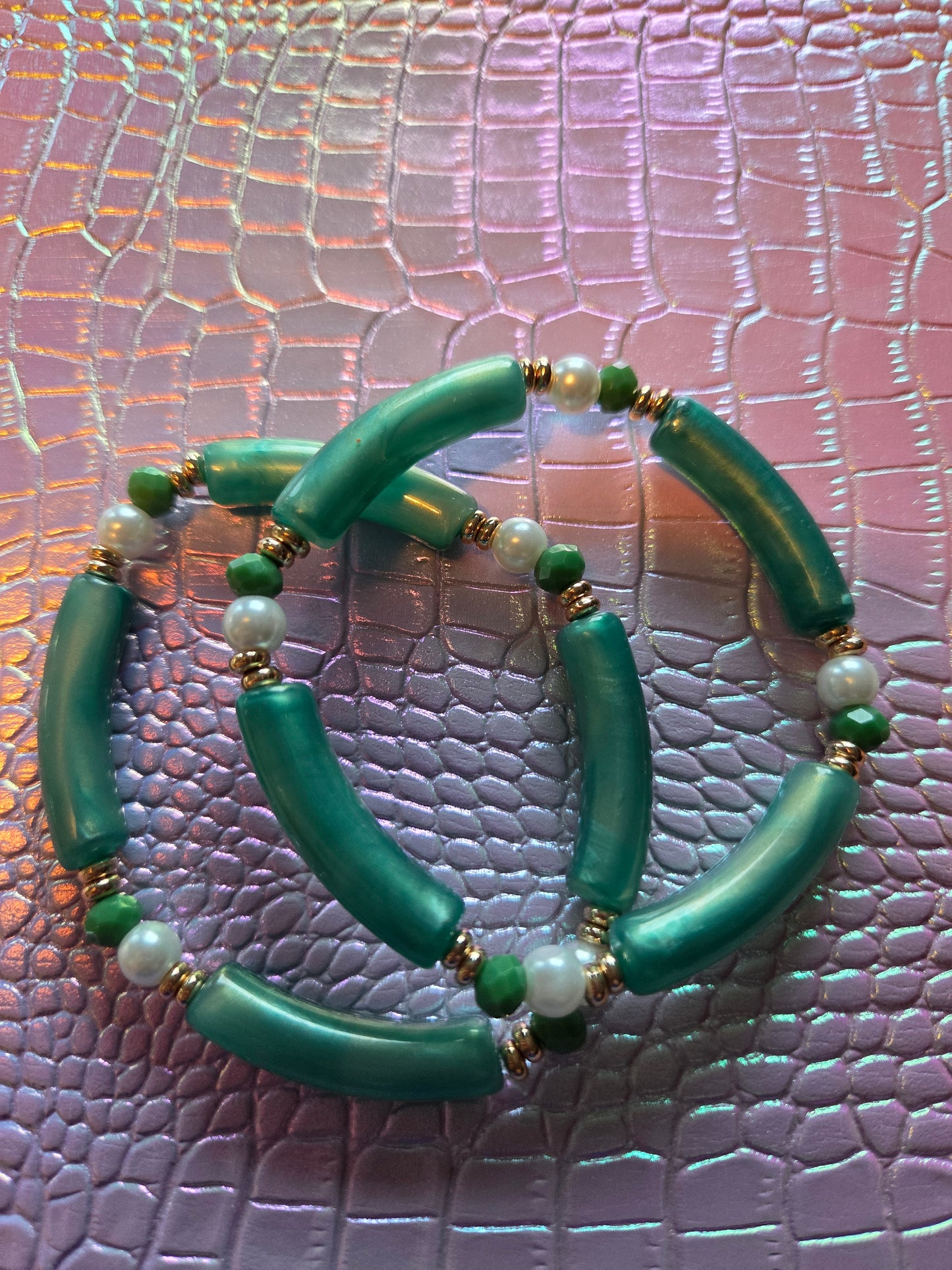 Armbänder Big Pearls Türkis /Weiß 3 er Set