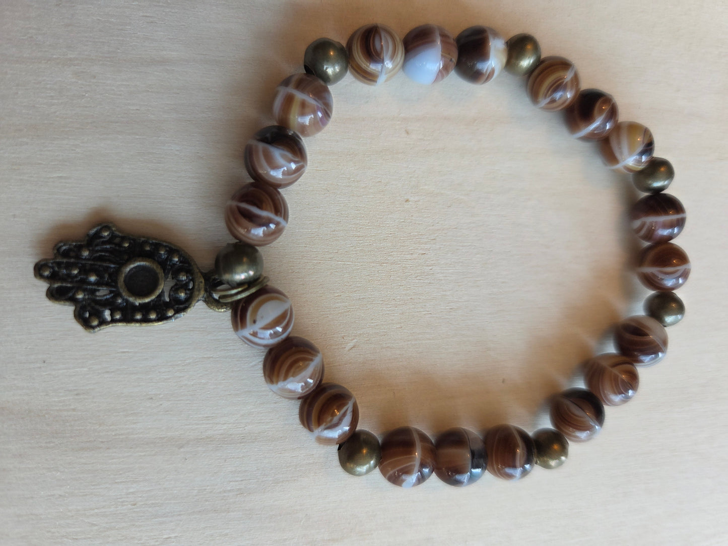 Armbänder Perlen braun 3 er Set mit Anhänger