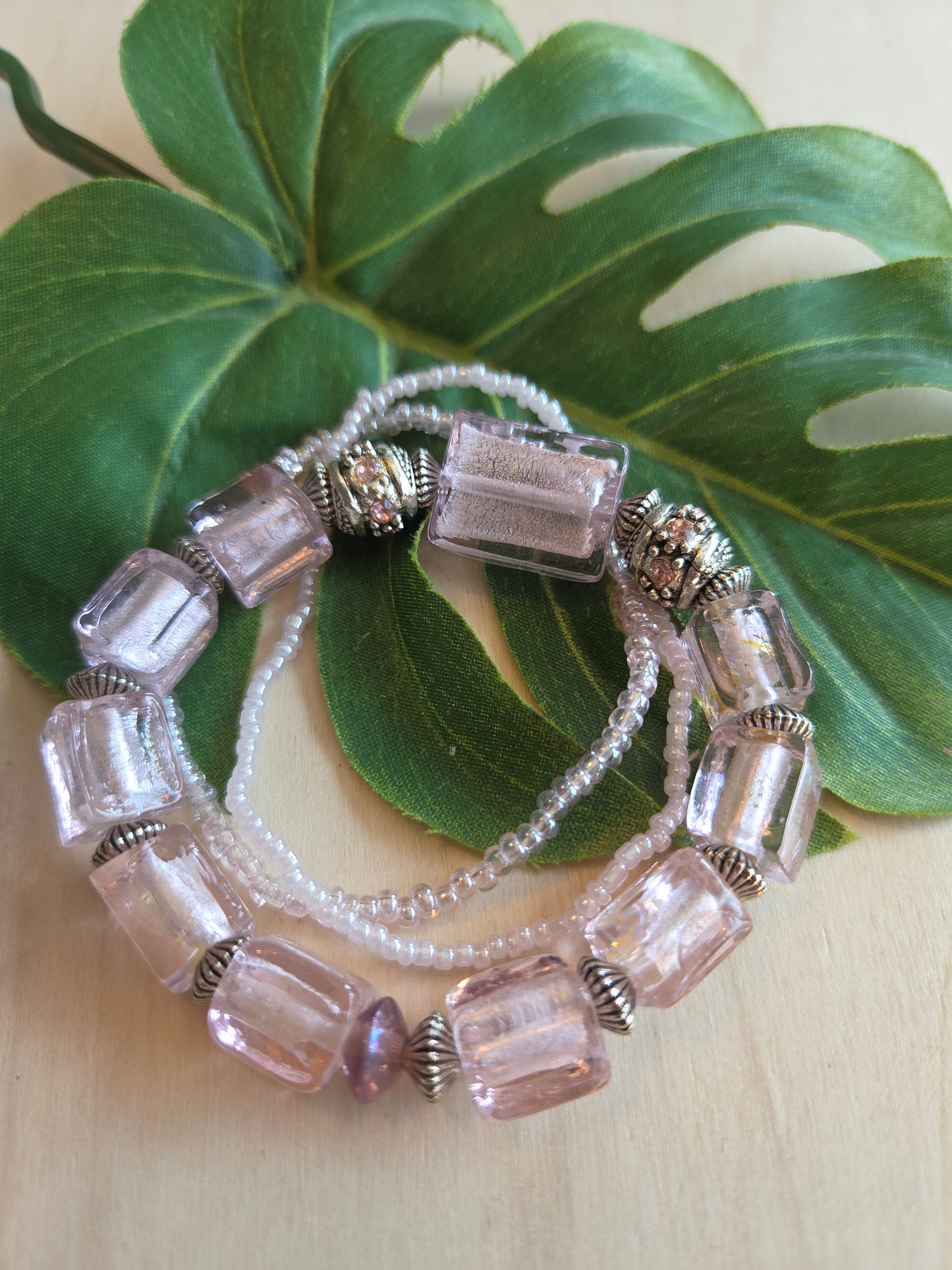 Armbänder Perlen Rosa Glas 3 er Set