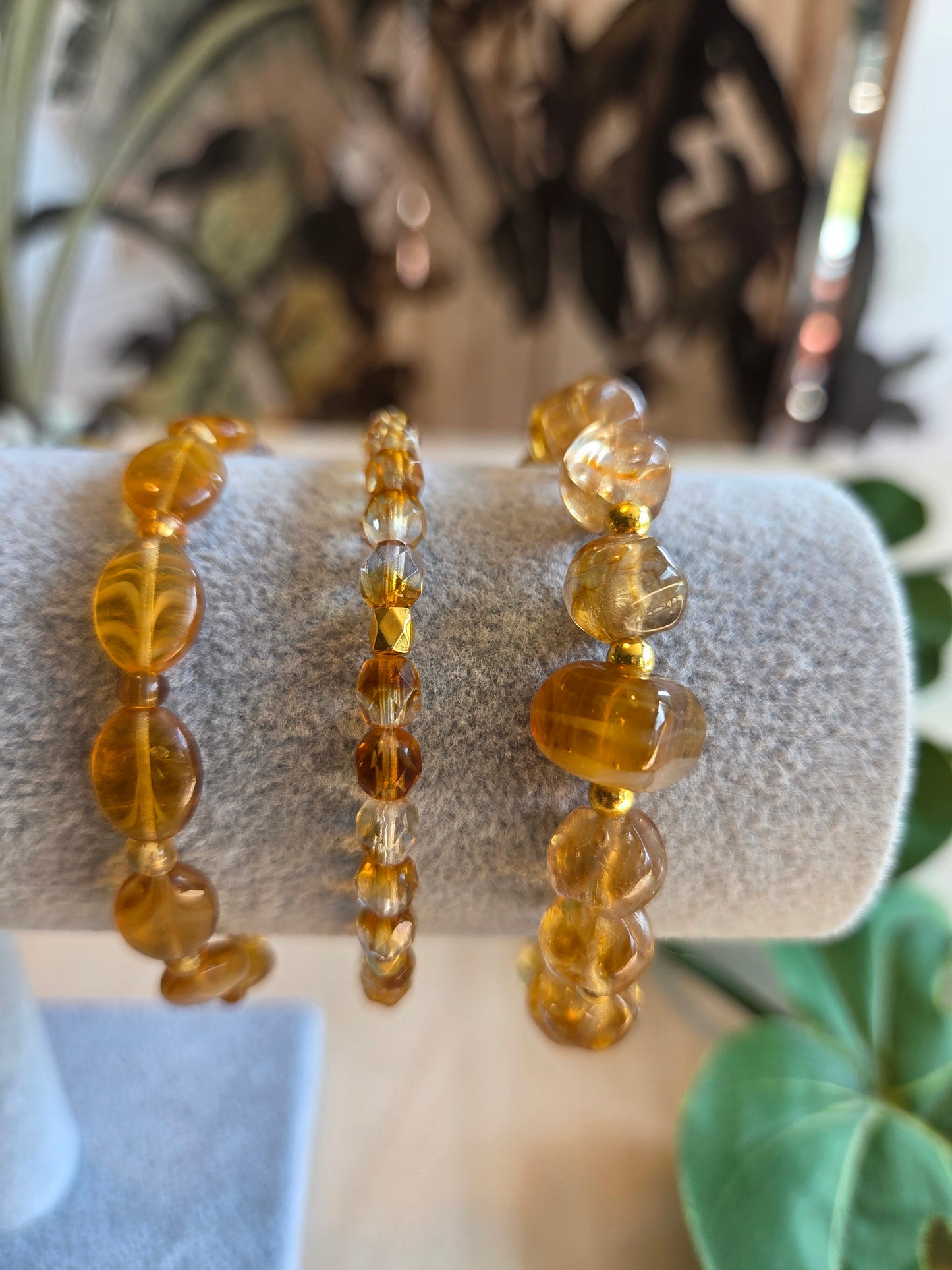 Armbänder Perlen Glas Bernsteinfarbig 3 er Set