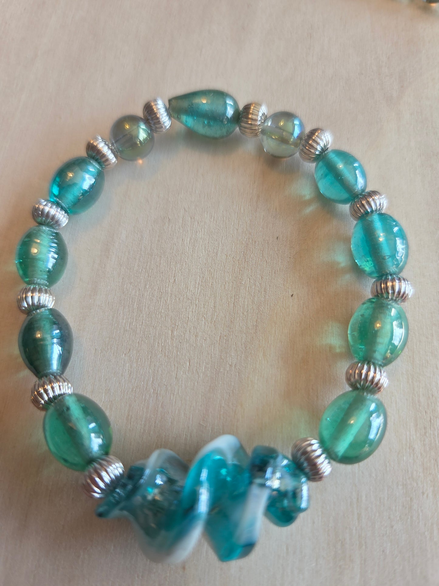 Armbänder Perlen hellblau Glas 4 er Set