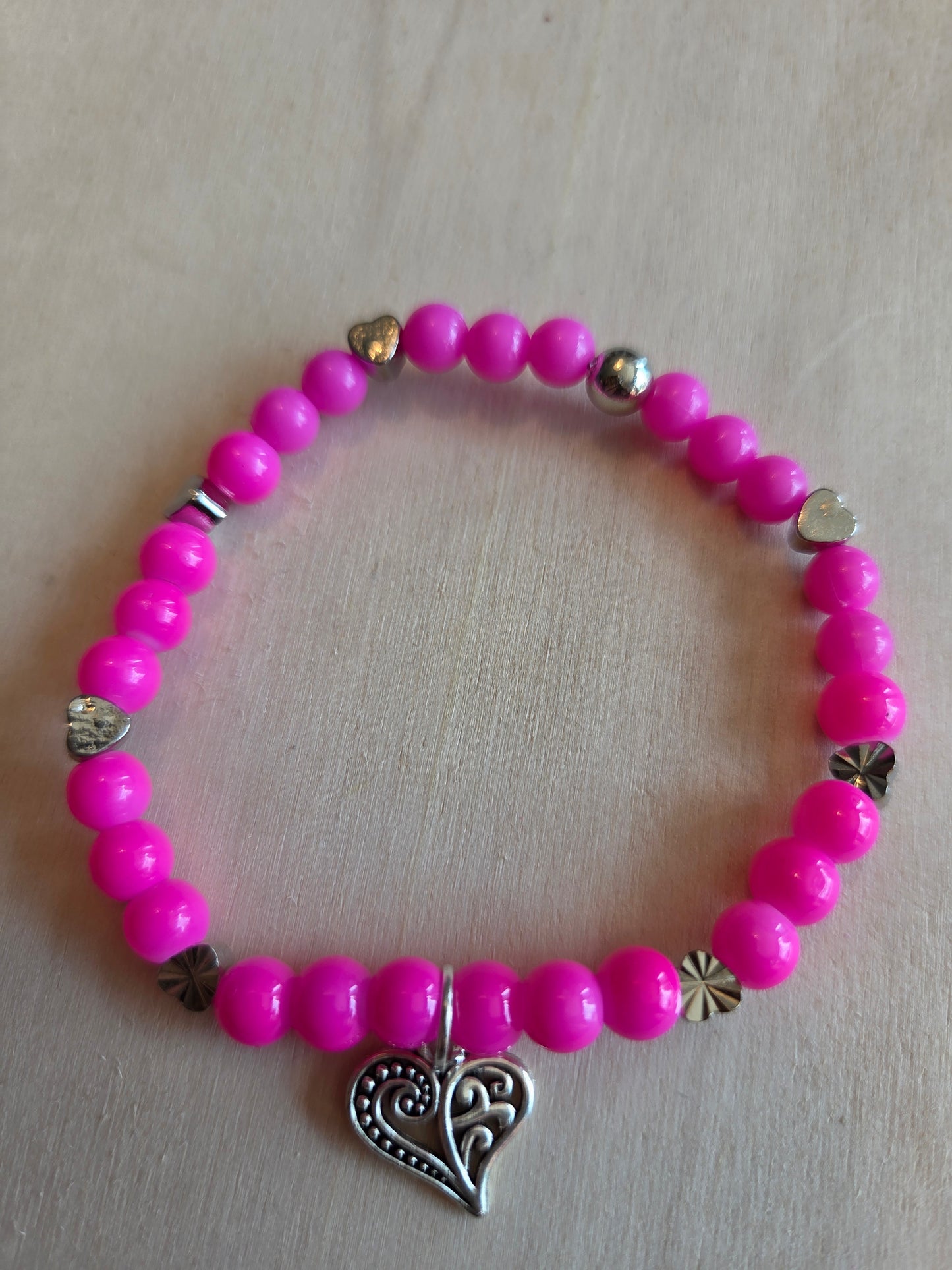 Armbänder Perlen 4 er Set Pink mit Blumenmuster