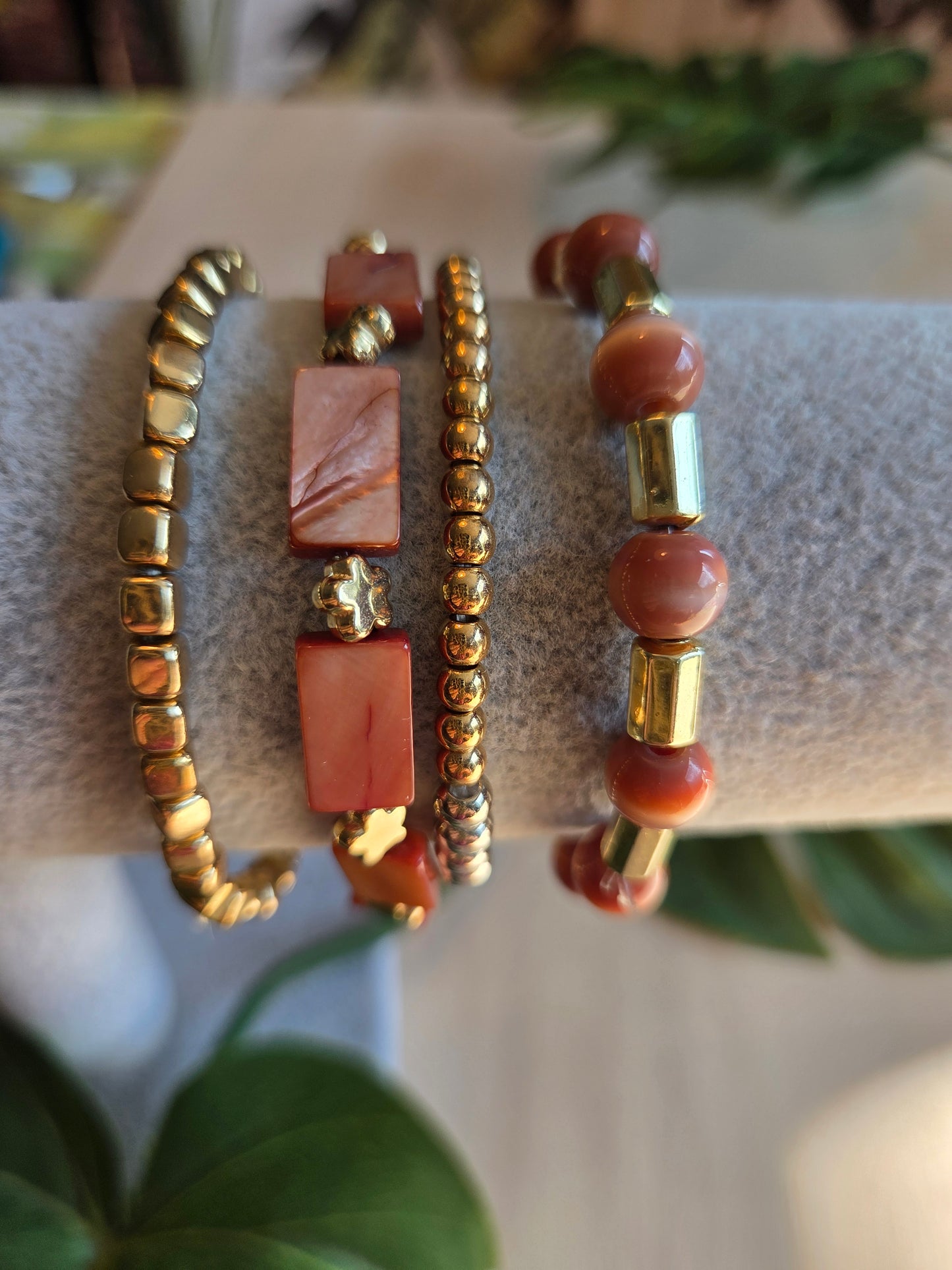 Perlenarmbänder braun/Gold 4 er Set