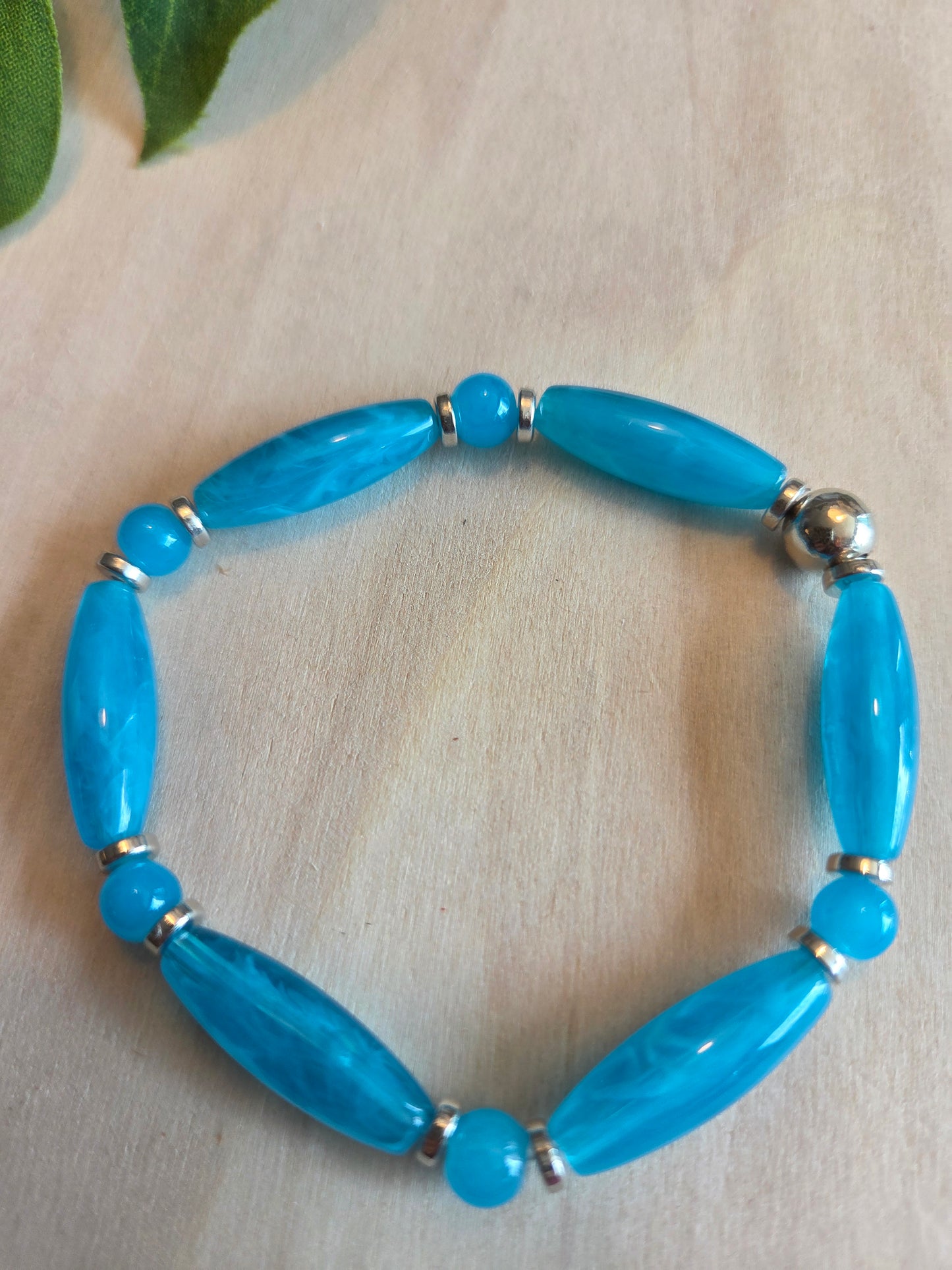 Armbänder Perlen hellblau mit Schildkröten 3 er Set