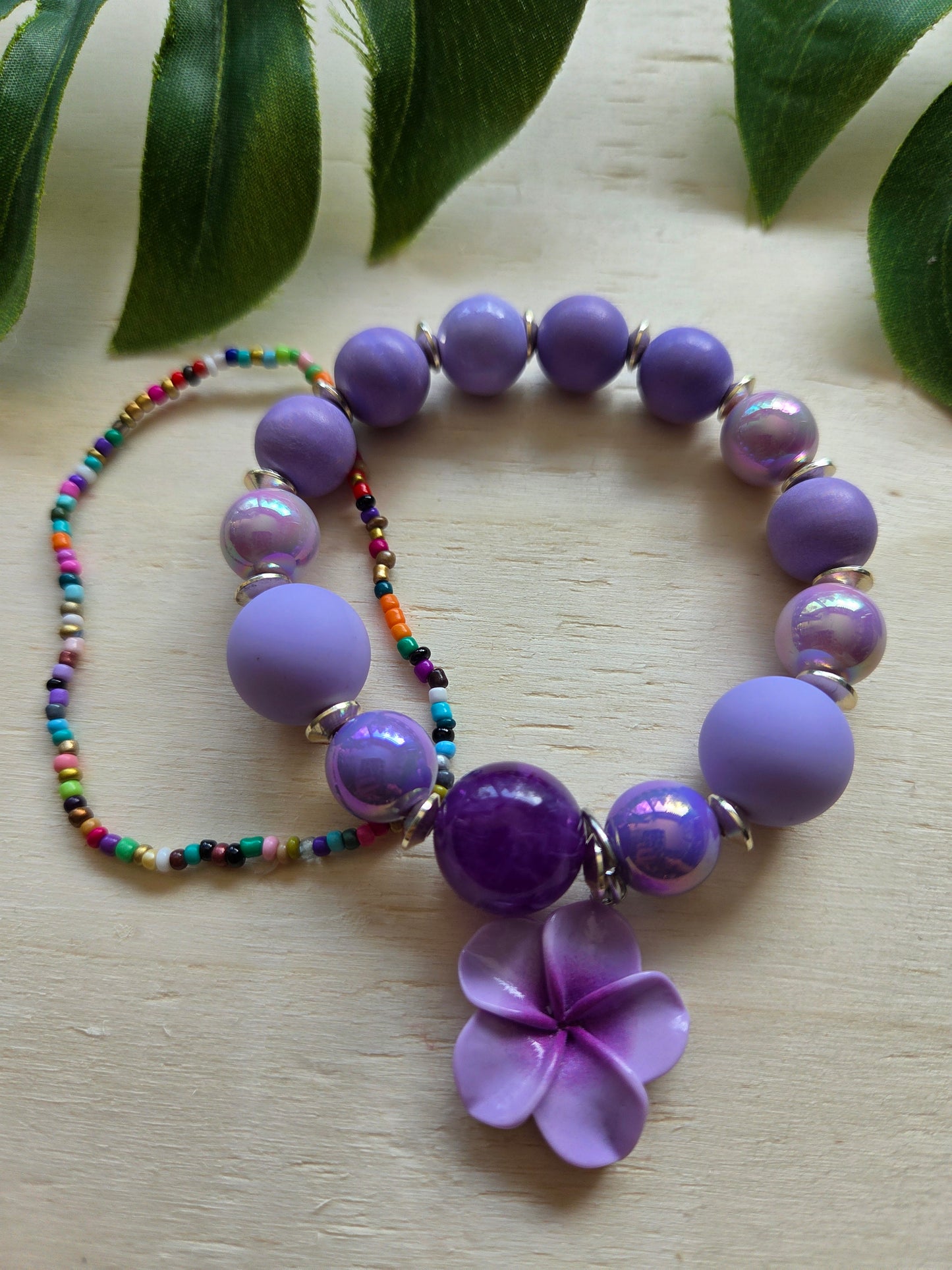Armbänder Hibiskus Blüte Lila 2er-Set