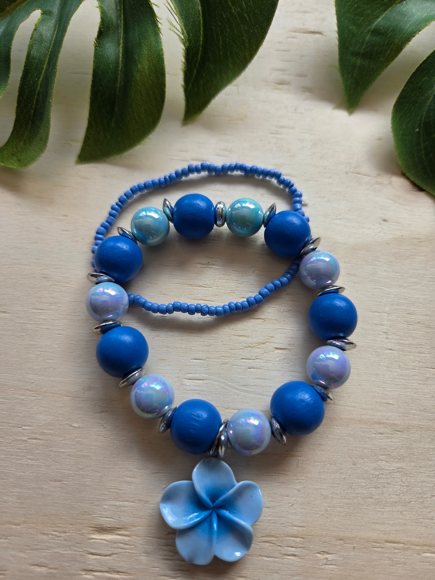 Armbänder Hibiskus Blüte Blau 2 er-Set