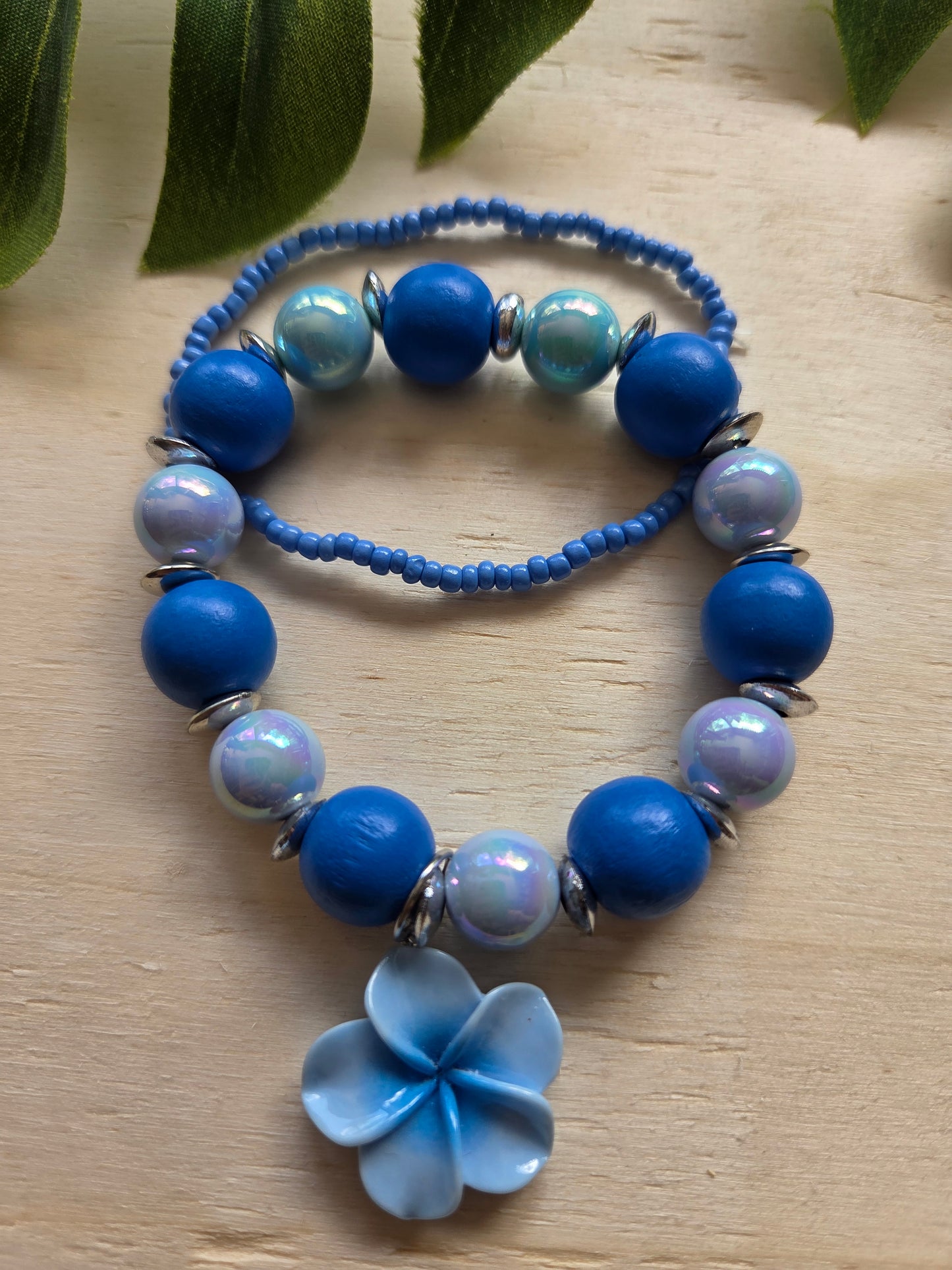 Armbänder Hibiskus Blüte Blau 2 er-Set