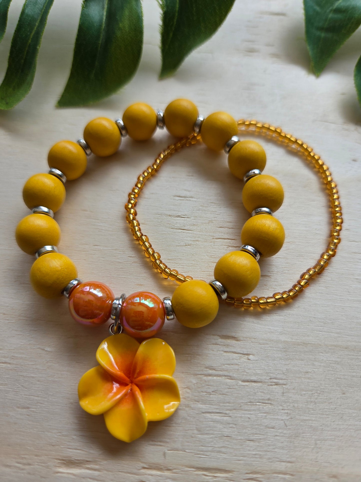 Armbänder Hibiskus Blüte Orange 2er-Set