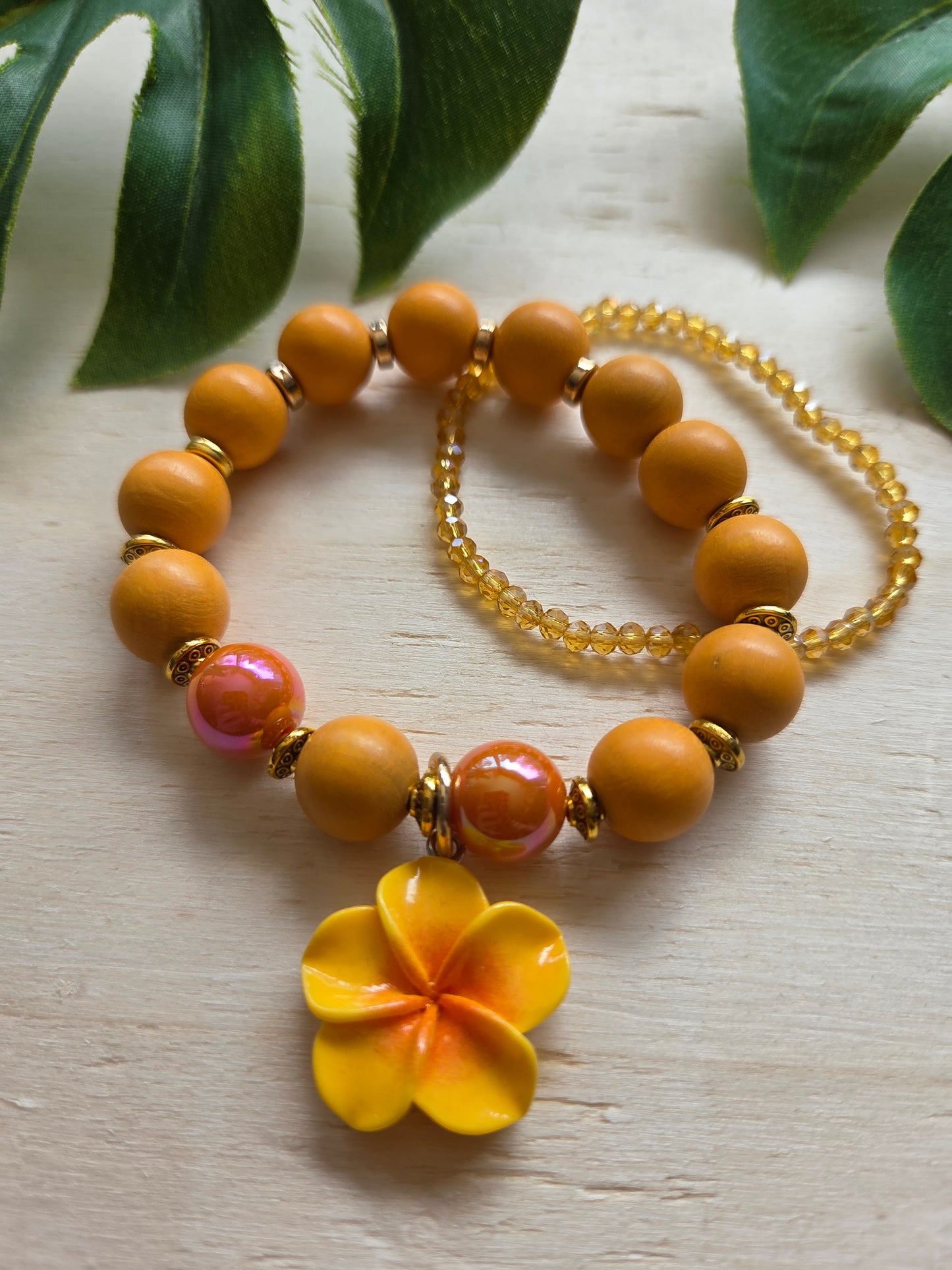 Armbänder mit Hibiskus Blüte Orange 2er-Set