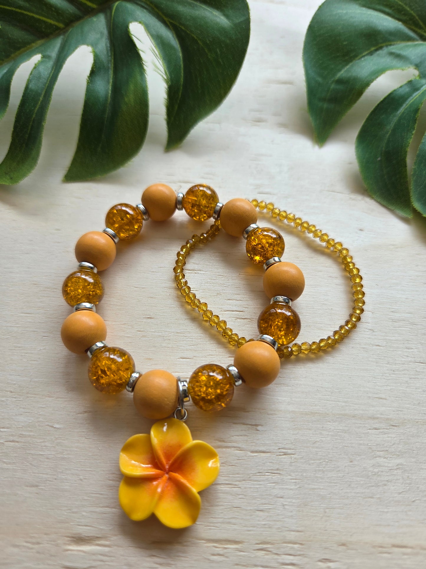 Armbänder Hibiskus Blüte Orange 2er-Set