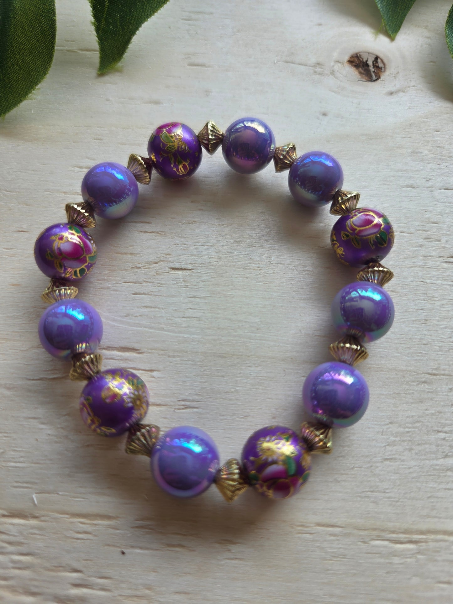 Armbänder mit Blüten Perlen Lila 3er-Set