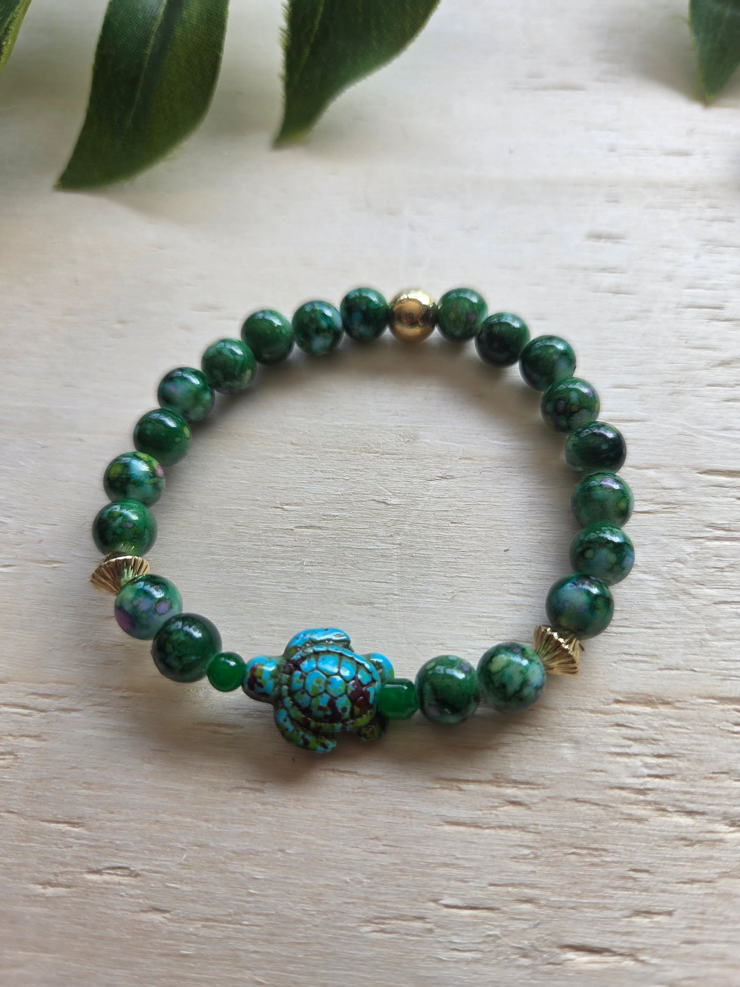 Armbänder Grün mit AH Palme und Schildkröte 3er-Set