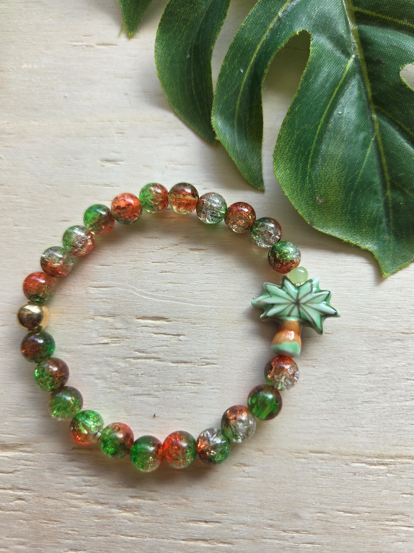 Armbänder Grün mit Palmen 3er-Set