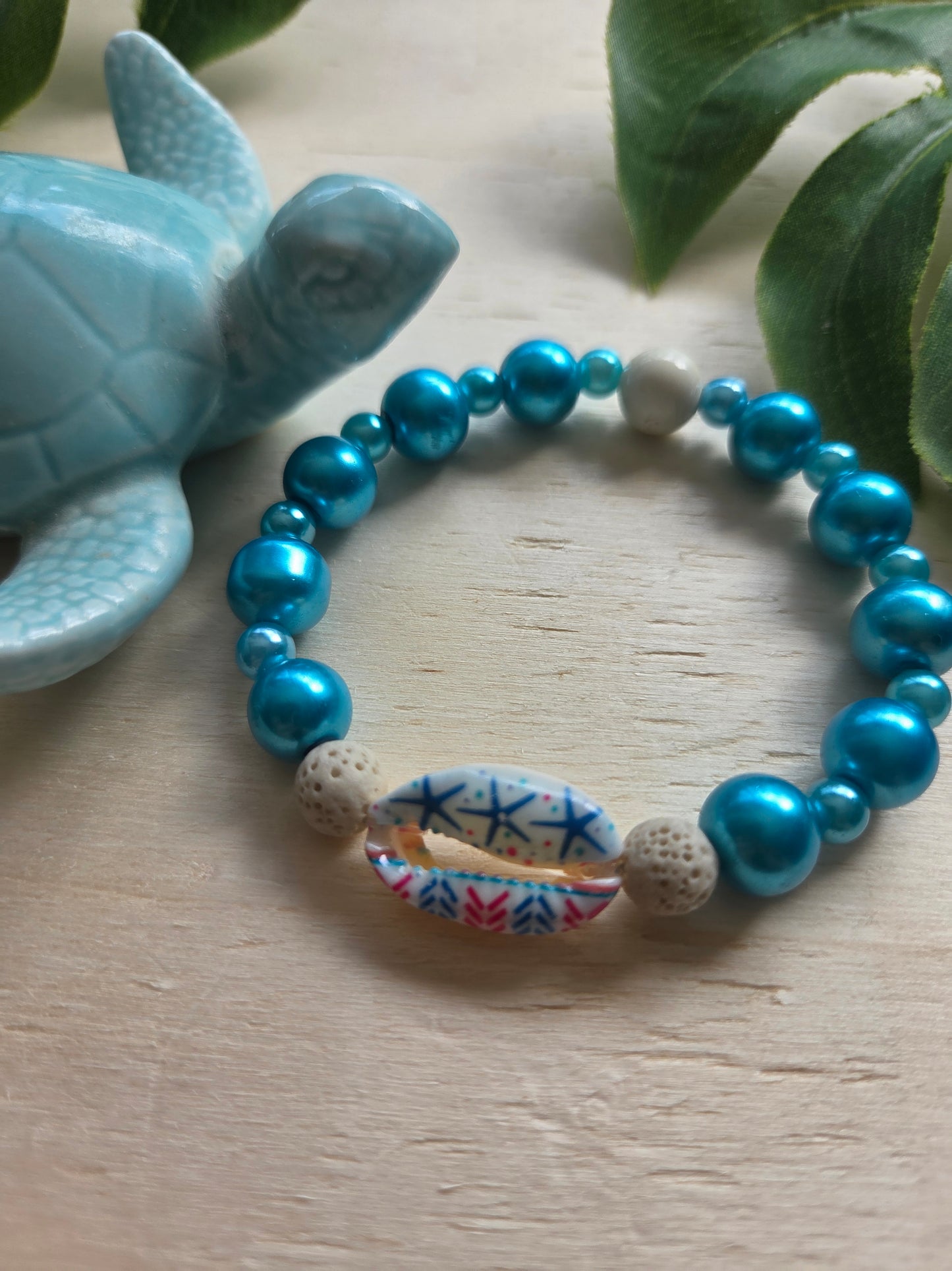 Armbänder mit Muschel und Anhänger blau 3er-Set