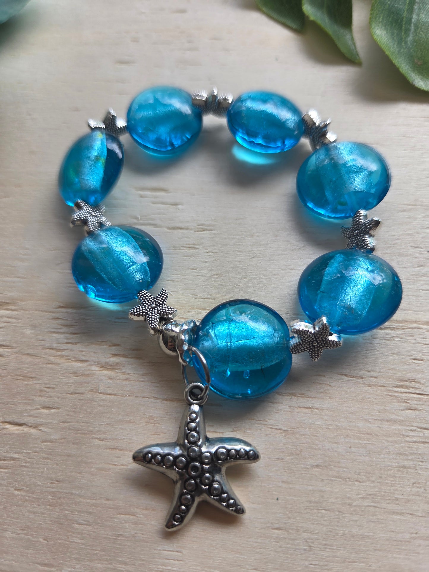 Armbänder Glas Blau mit AH Seestern 3er-Set