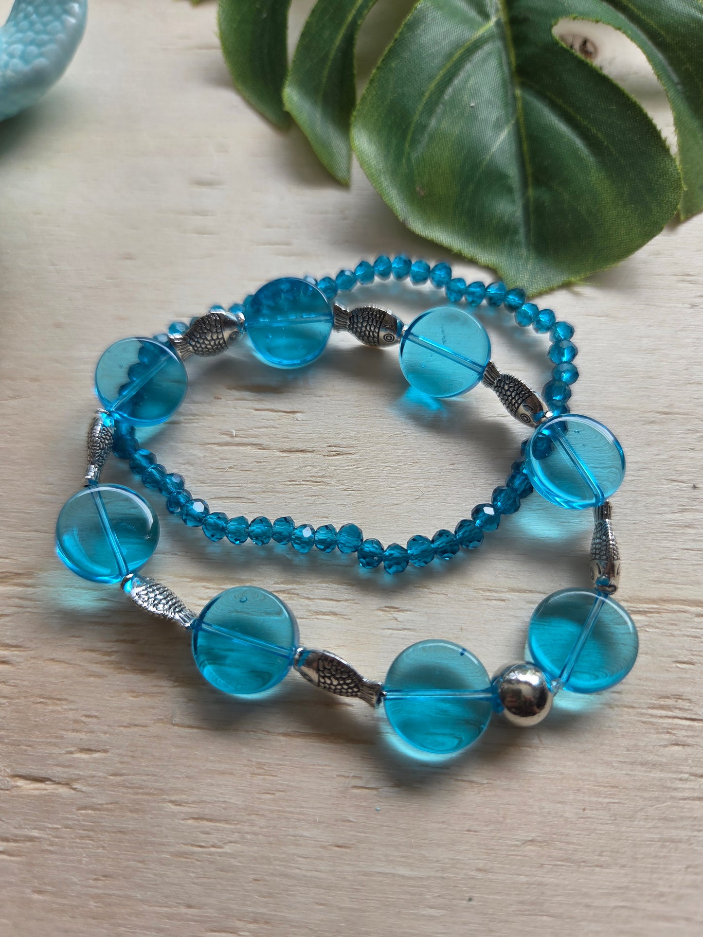 Armbänder Glas Blau mit AH Seestern 3er-Set