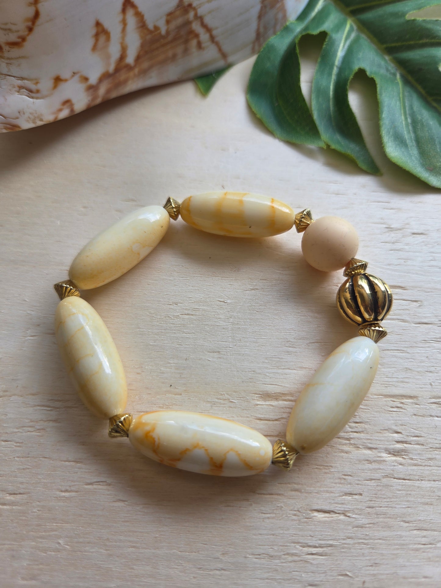 Armbänder Big Kugeln Natur beige 3er-Set