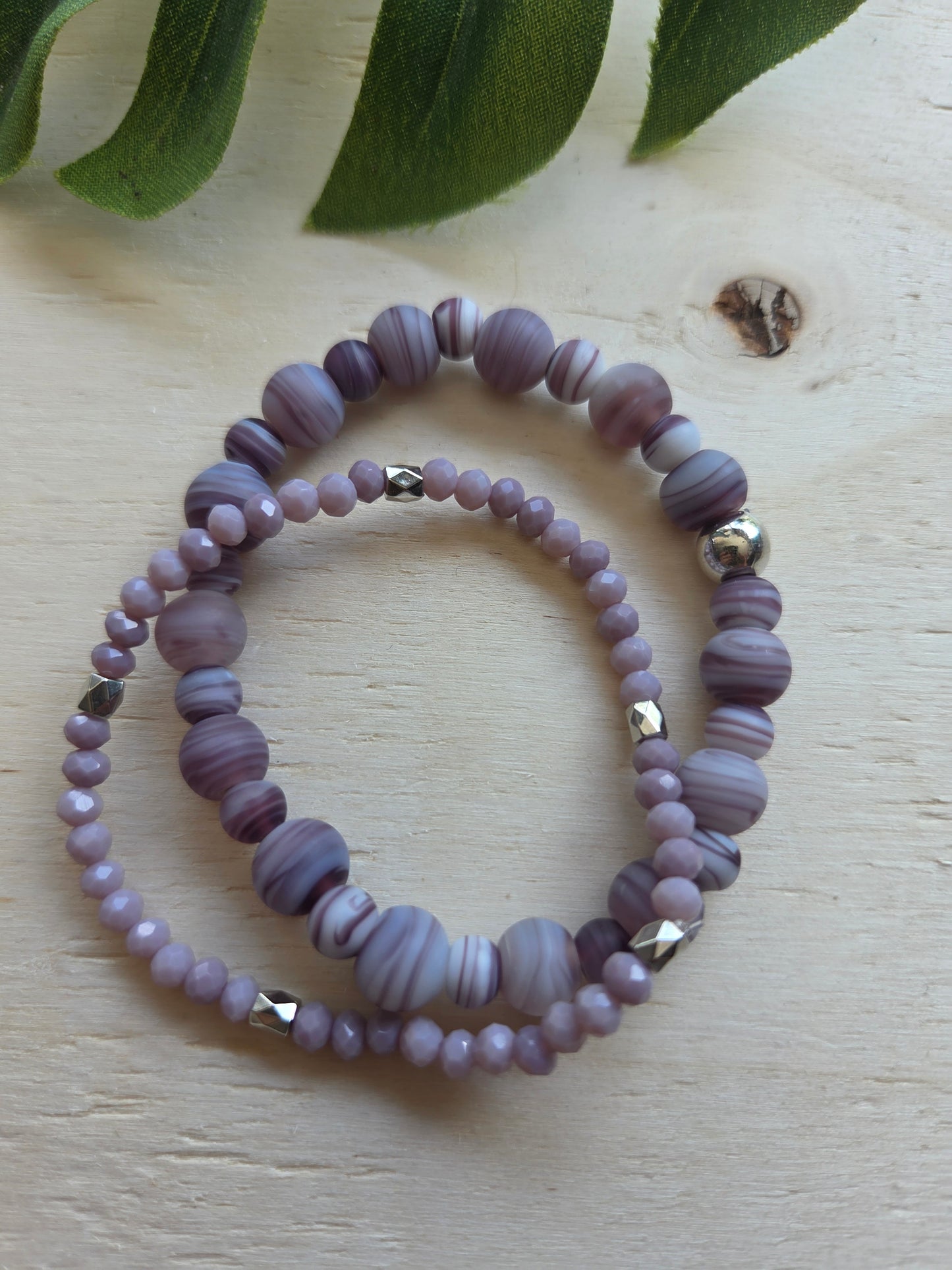 Armbänder Stein 3er-Set Lila