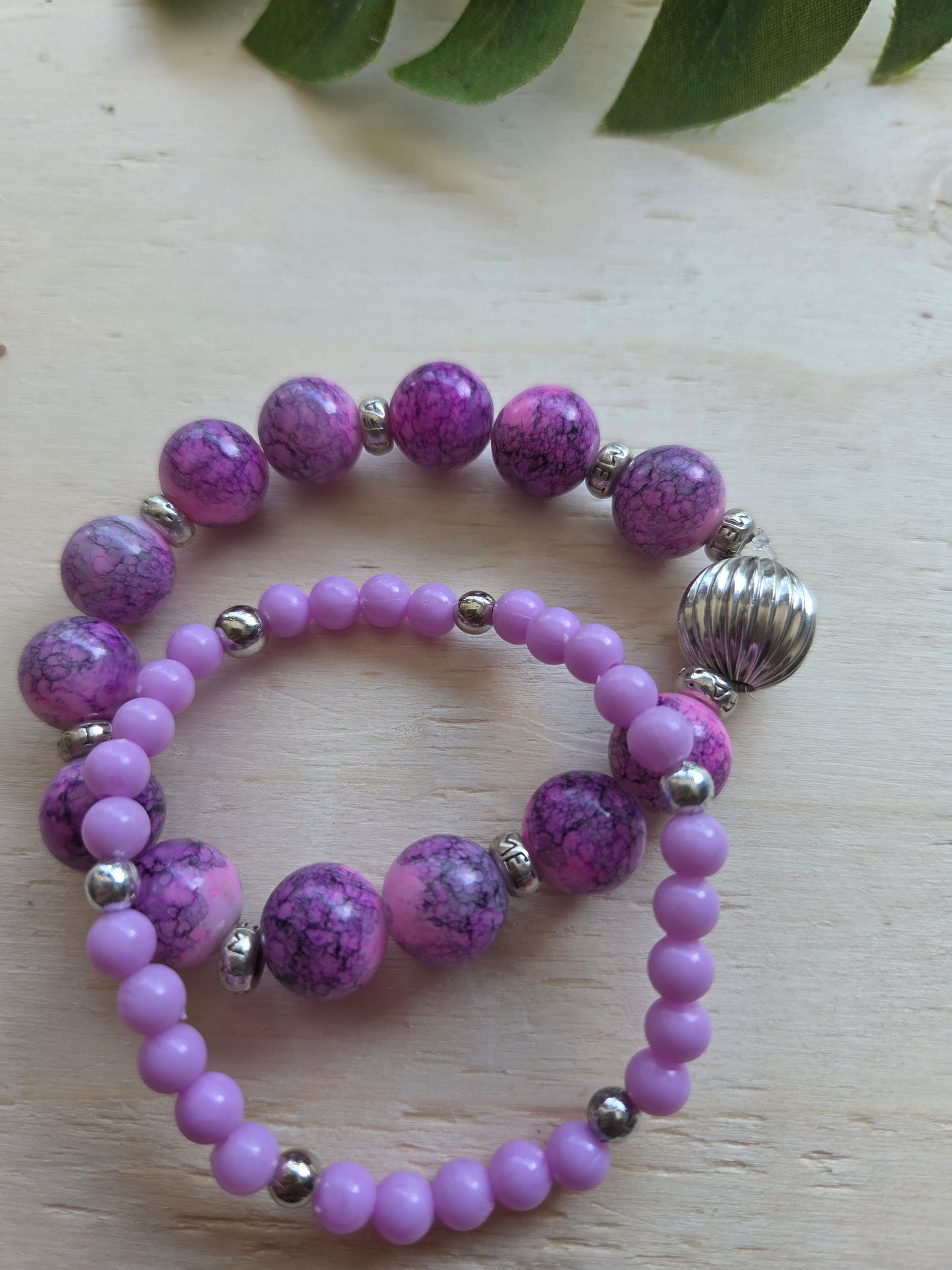Armbänder Lila Big Kugel 3er-Set