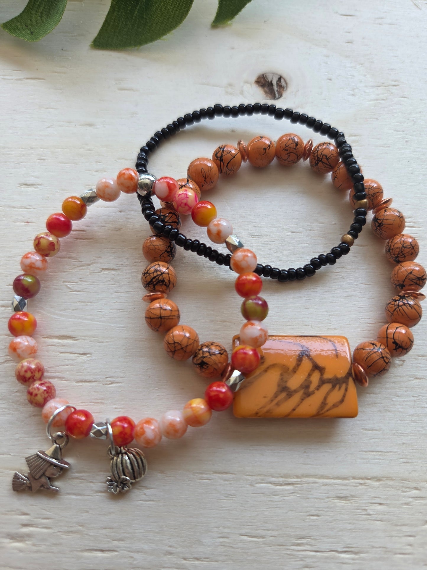 Armbänder Halloween 3er-Set orange/schw.