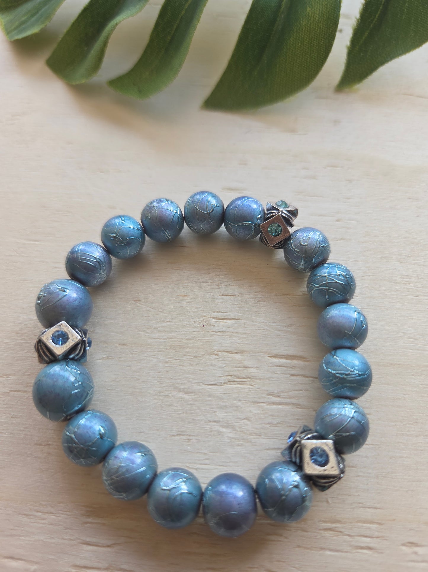 Armbänder Glanz Perlen Blau 4er-Set