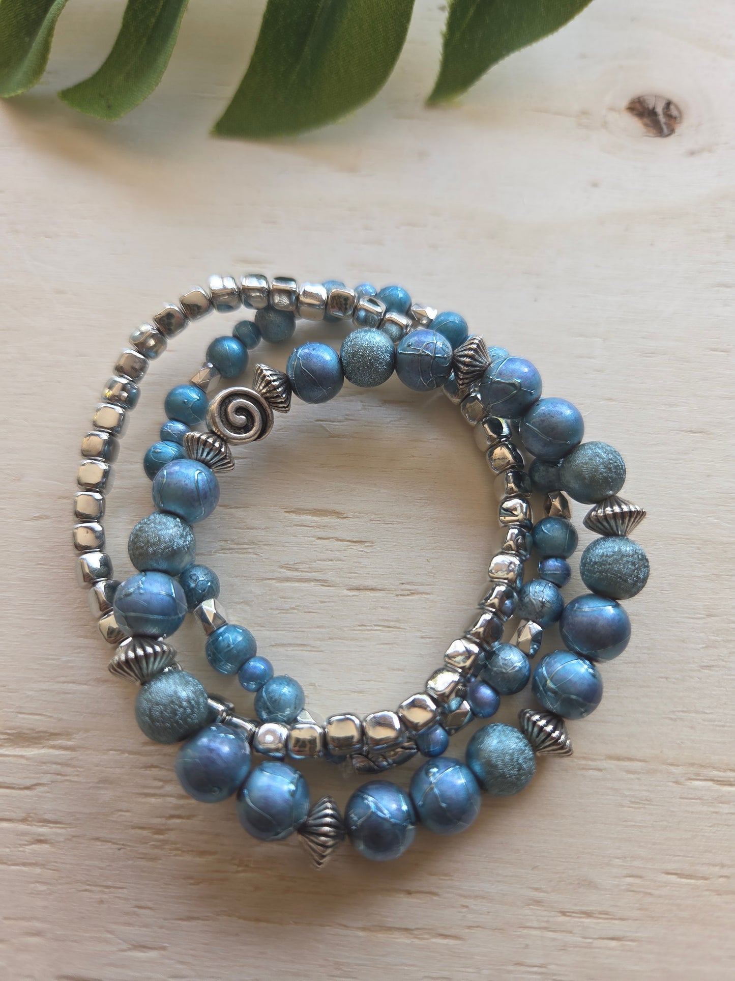 Armbänder Glanz Perlen Blau 4er-Set