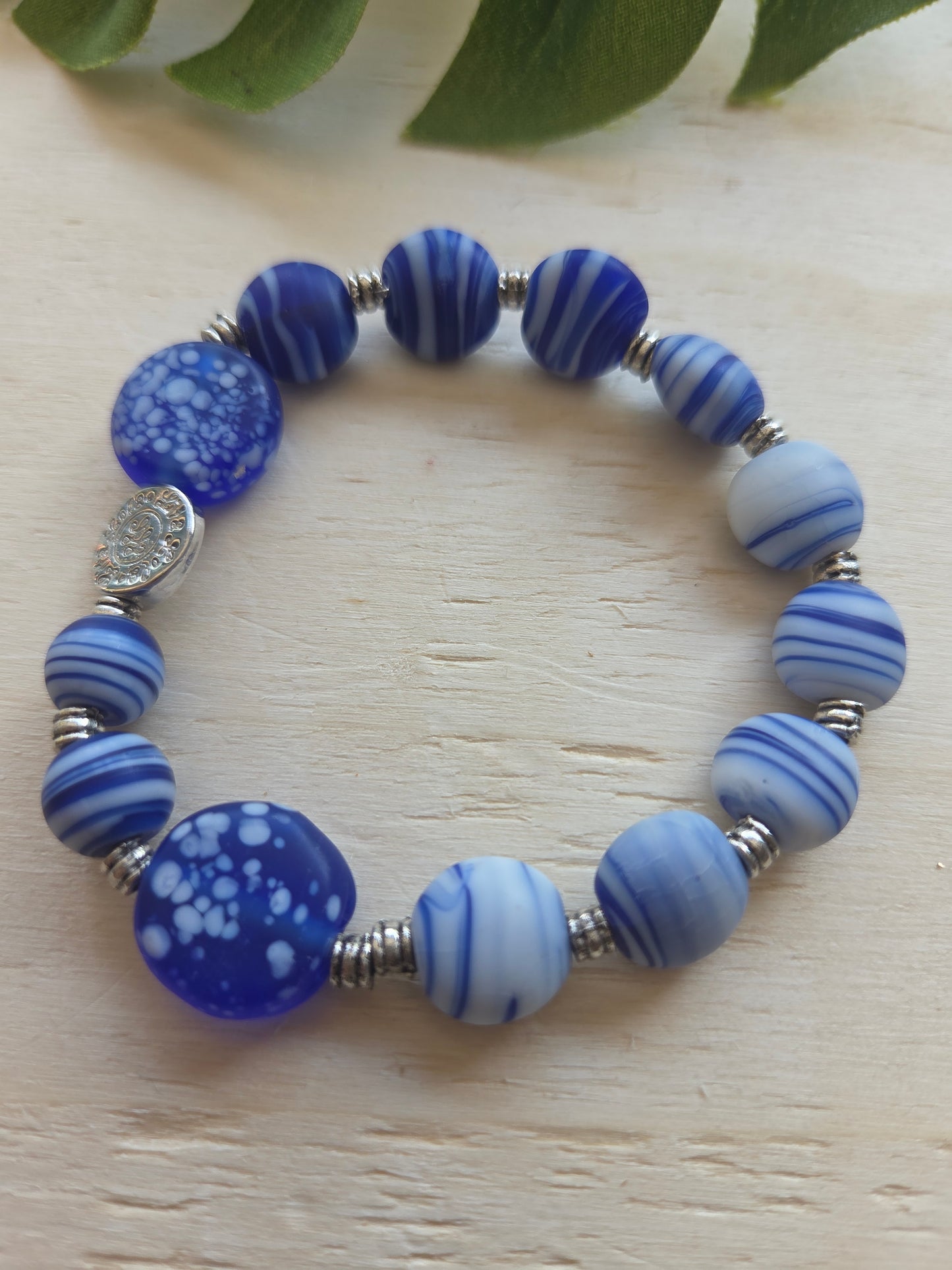 Armbänder Blau schönes Stein Perlen 3er-Set