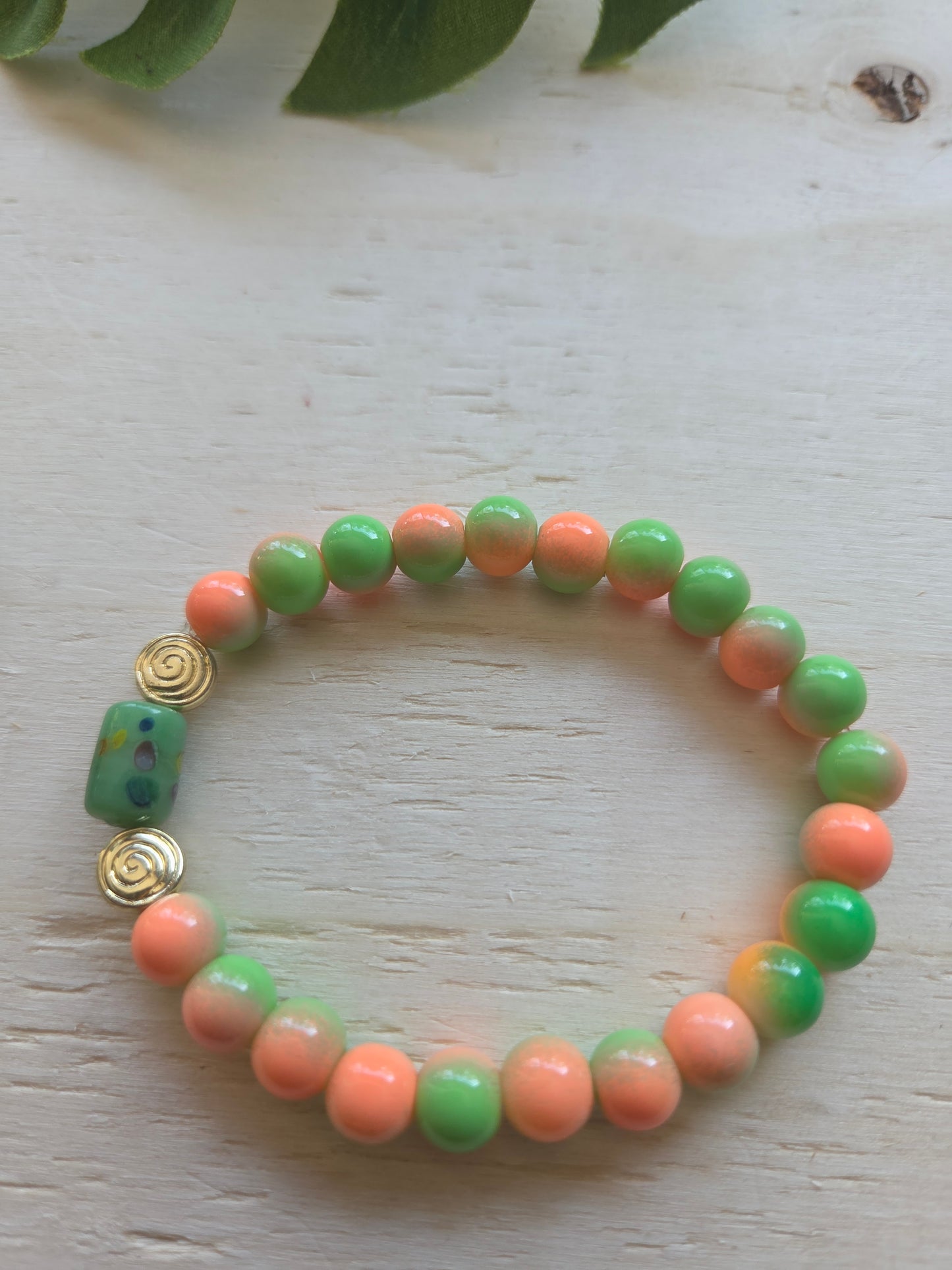Armbänder Orange/Grün mit Palme 3er-Set