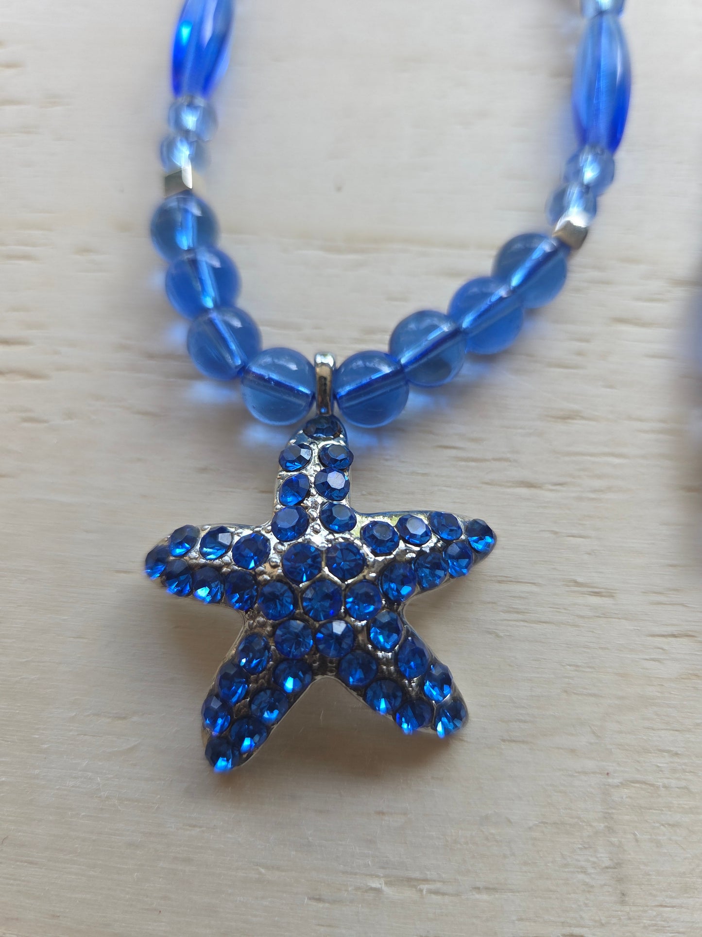Halskette mit AH Seestern Strass blau