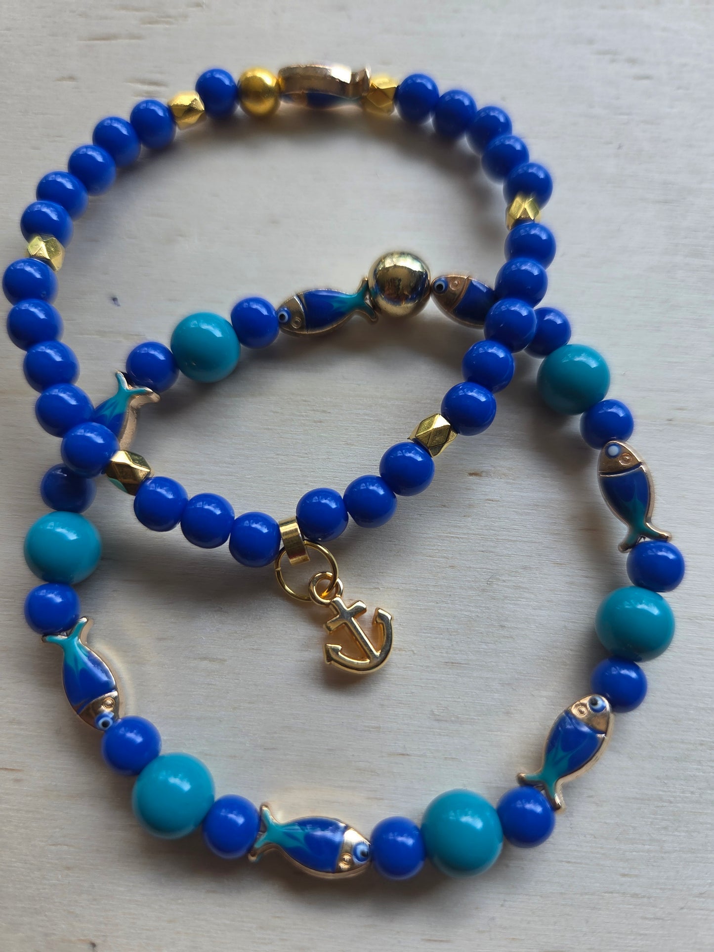 Armbänder blau 3er-Set mit Fischen