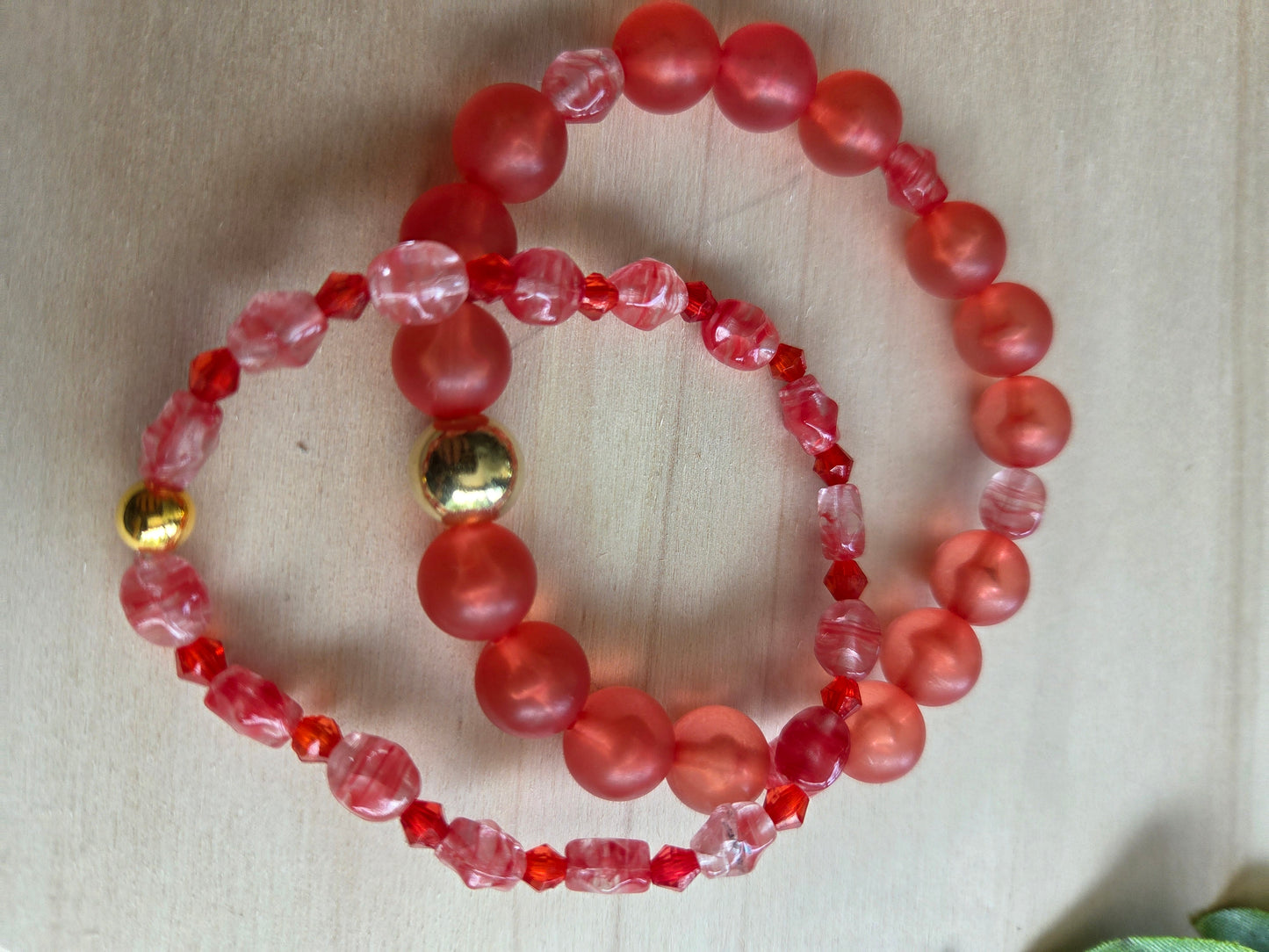 Armbänder schönes rotes Glas 3er-Set