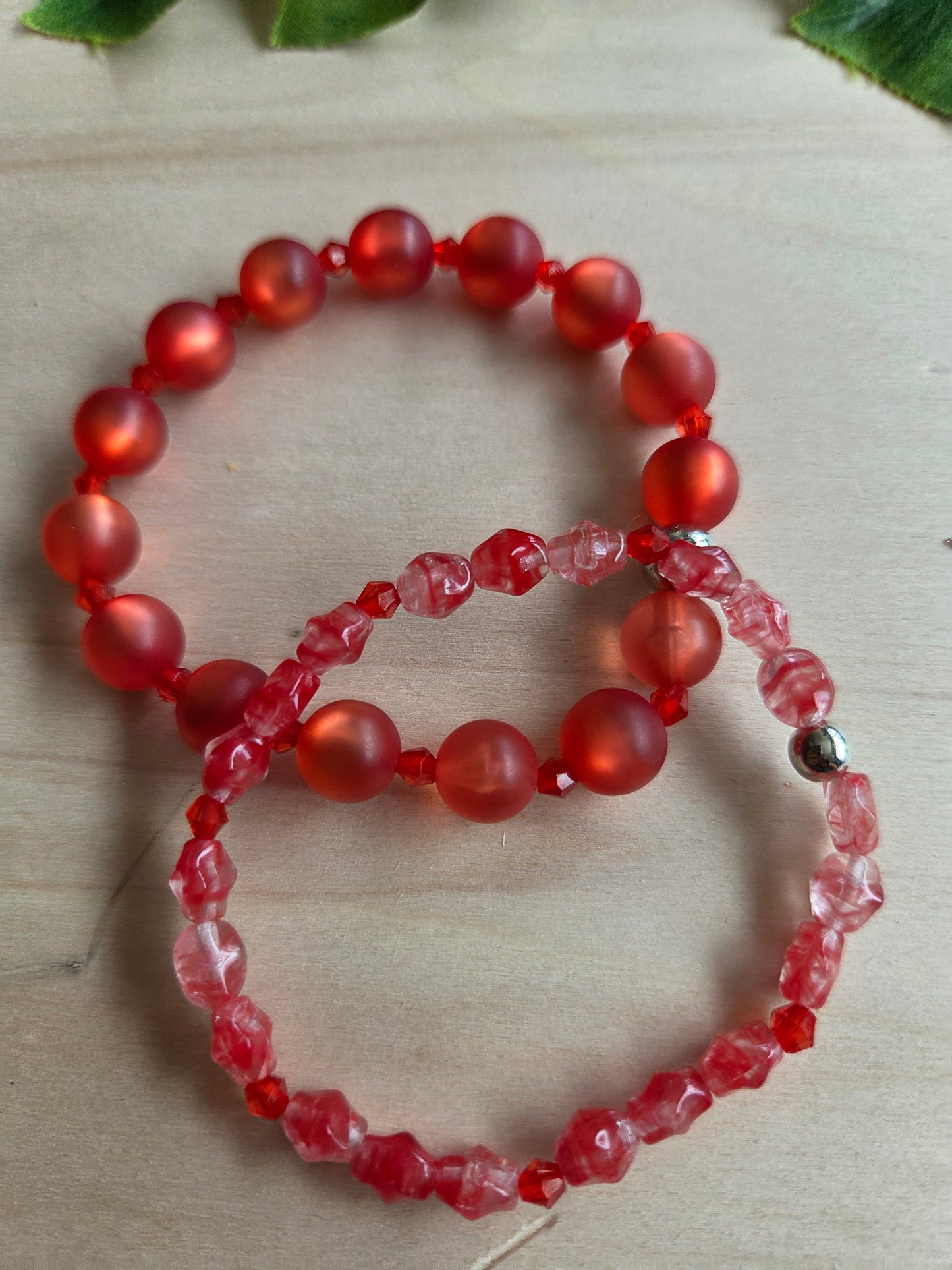 Armbänder schönes Glas rot 3er- Set