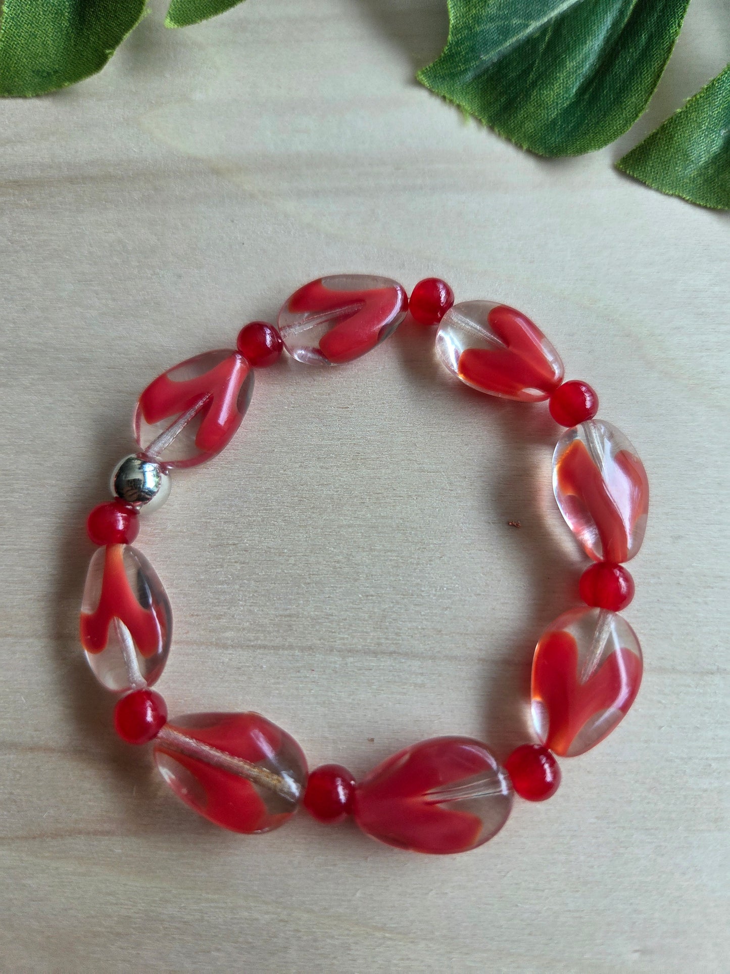 Armbänder schönes Glas rot 3er- Set