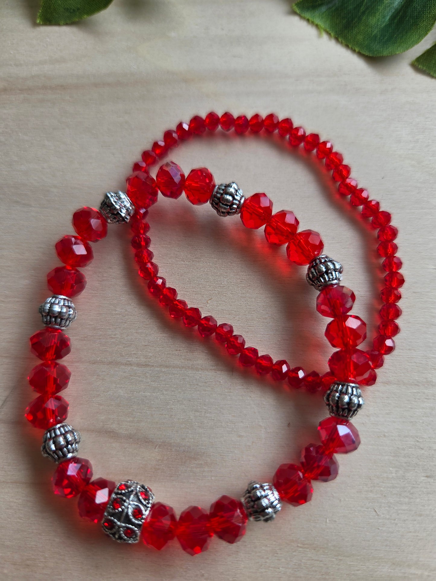 Armbänder schönes Glas rot 3er-Set