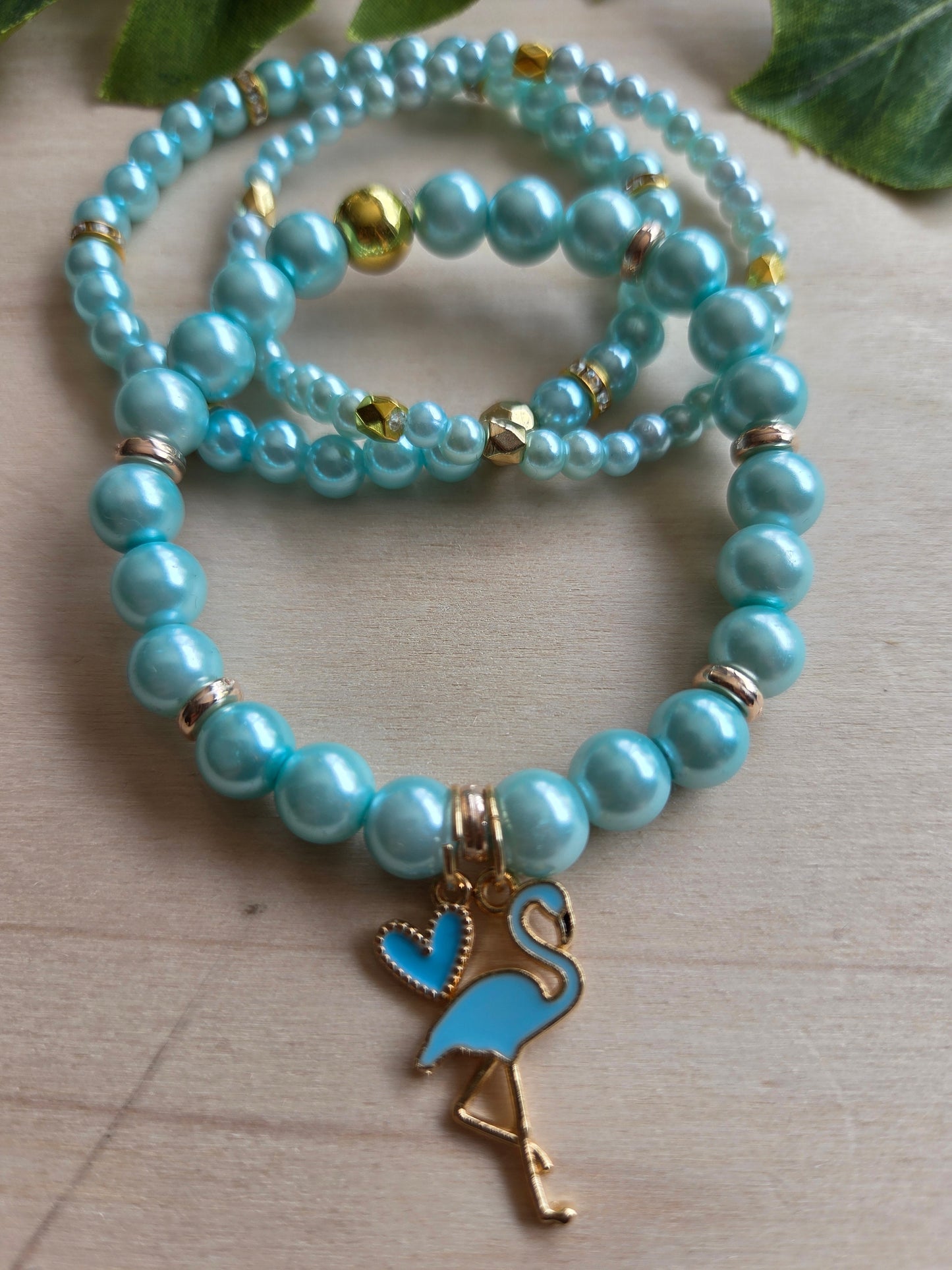 Armbänder mit Flamingo hellblau 3er-Set