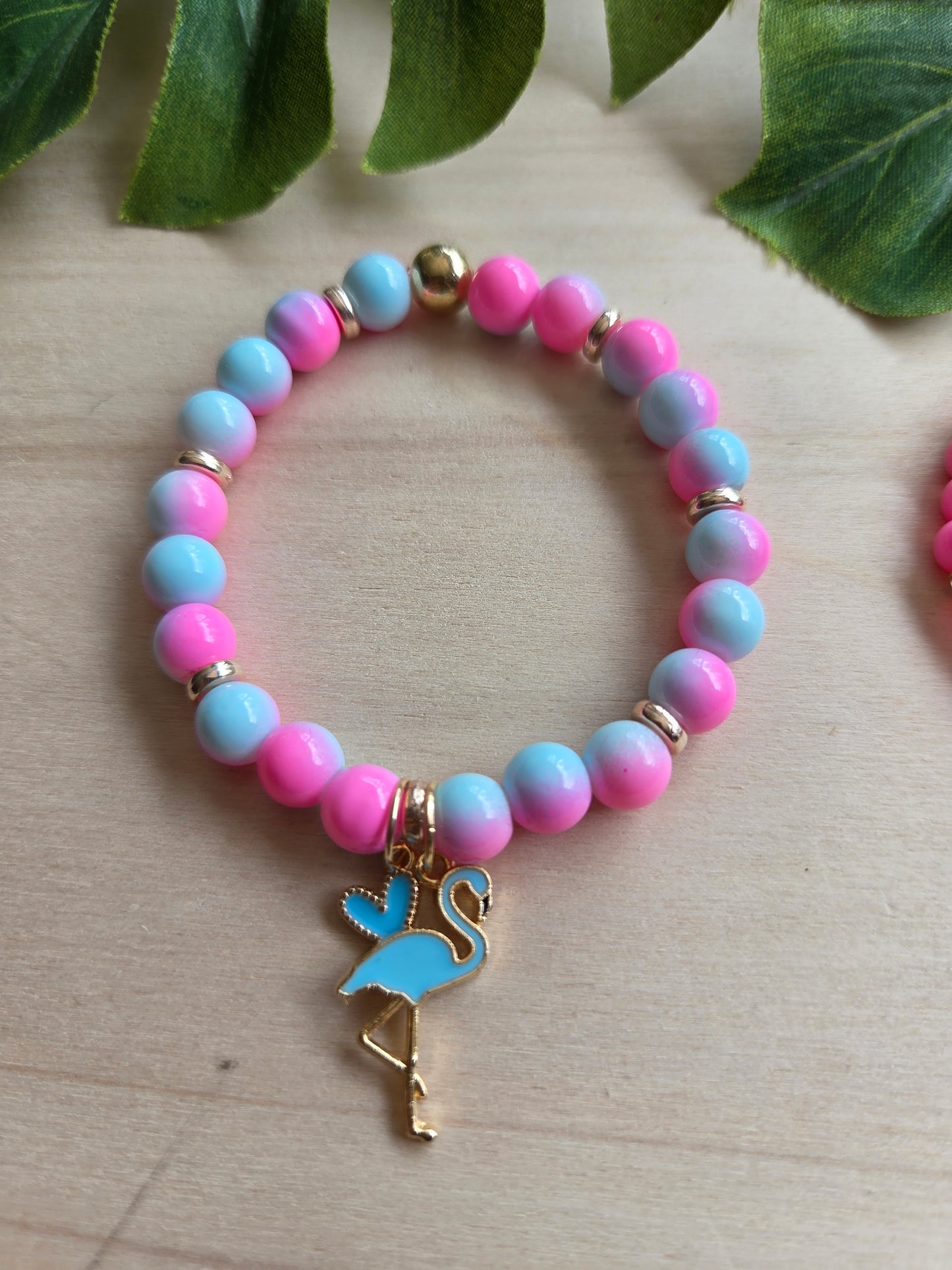Armbänder mit Flamingo AH Rosa/Blau 3er-Set