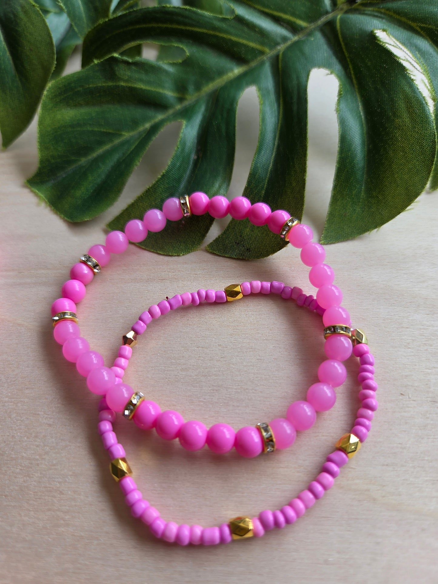 Armbänder mit Flamingo AH Rosa/Blau 3er-Set