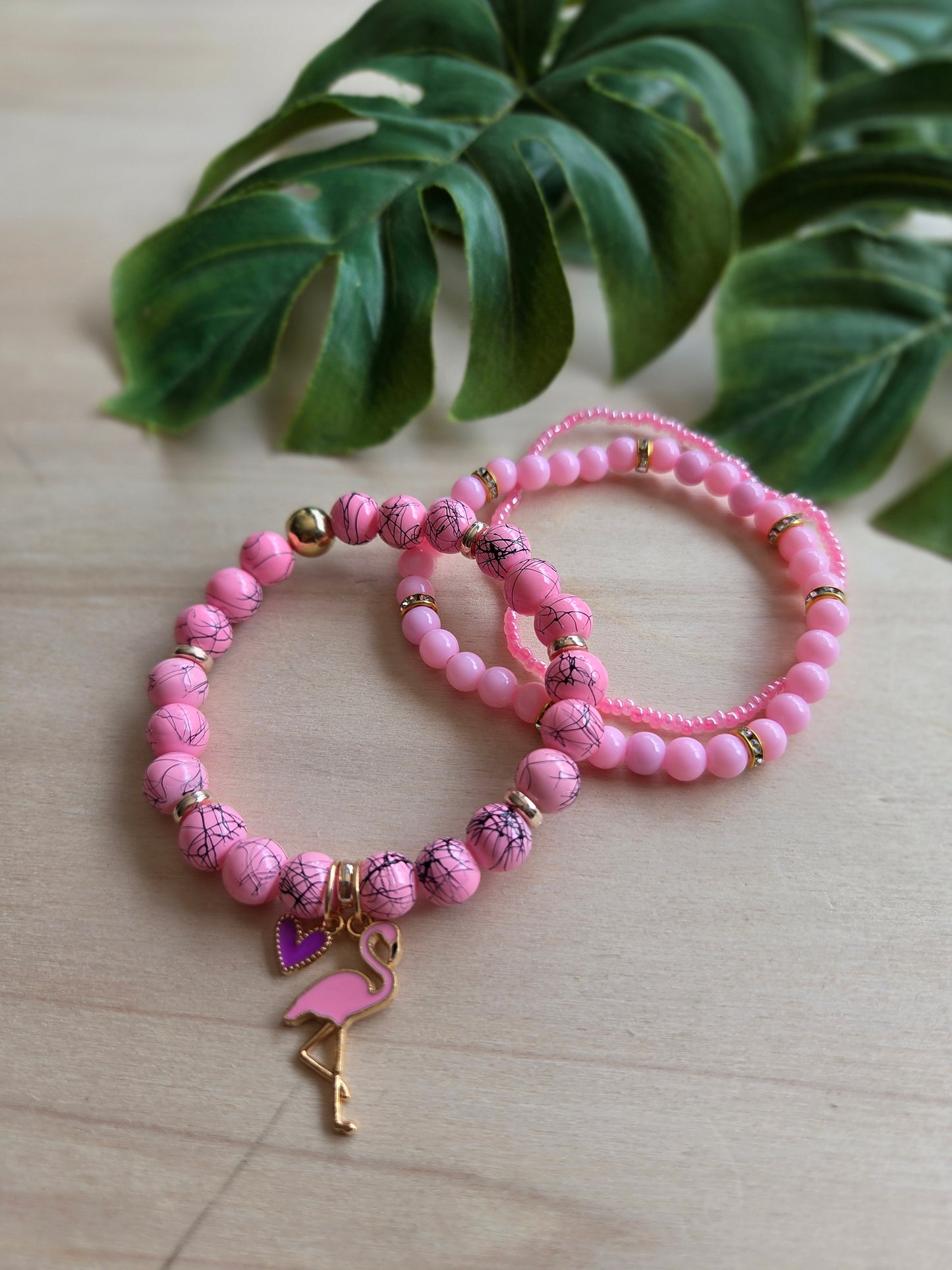 Armbänder mit Flamingo AH Rosa 3er-Set