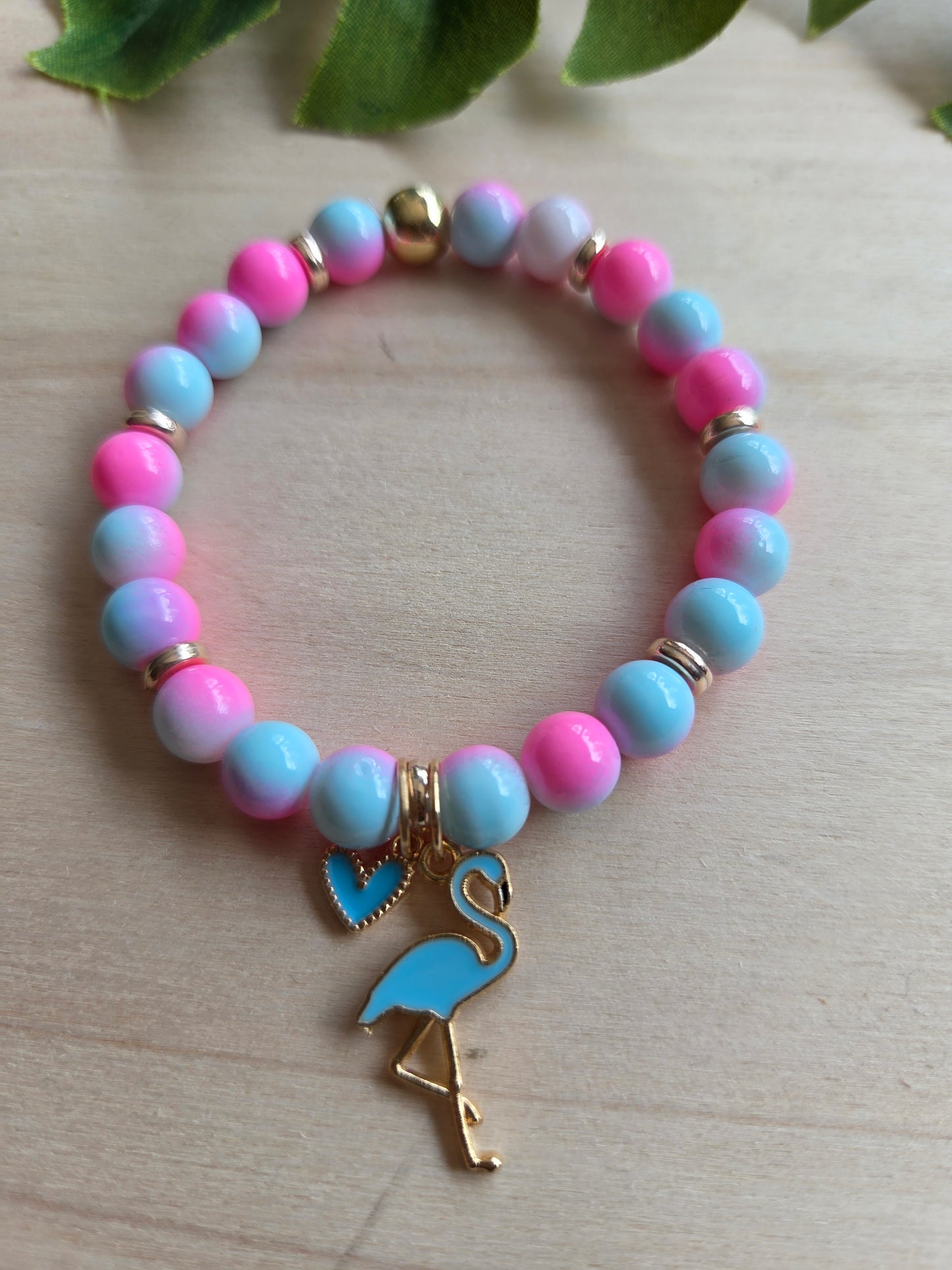 Armbänder mit Flamingo AH Rosa/Blau 3er-Set