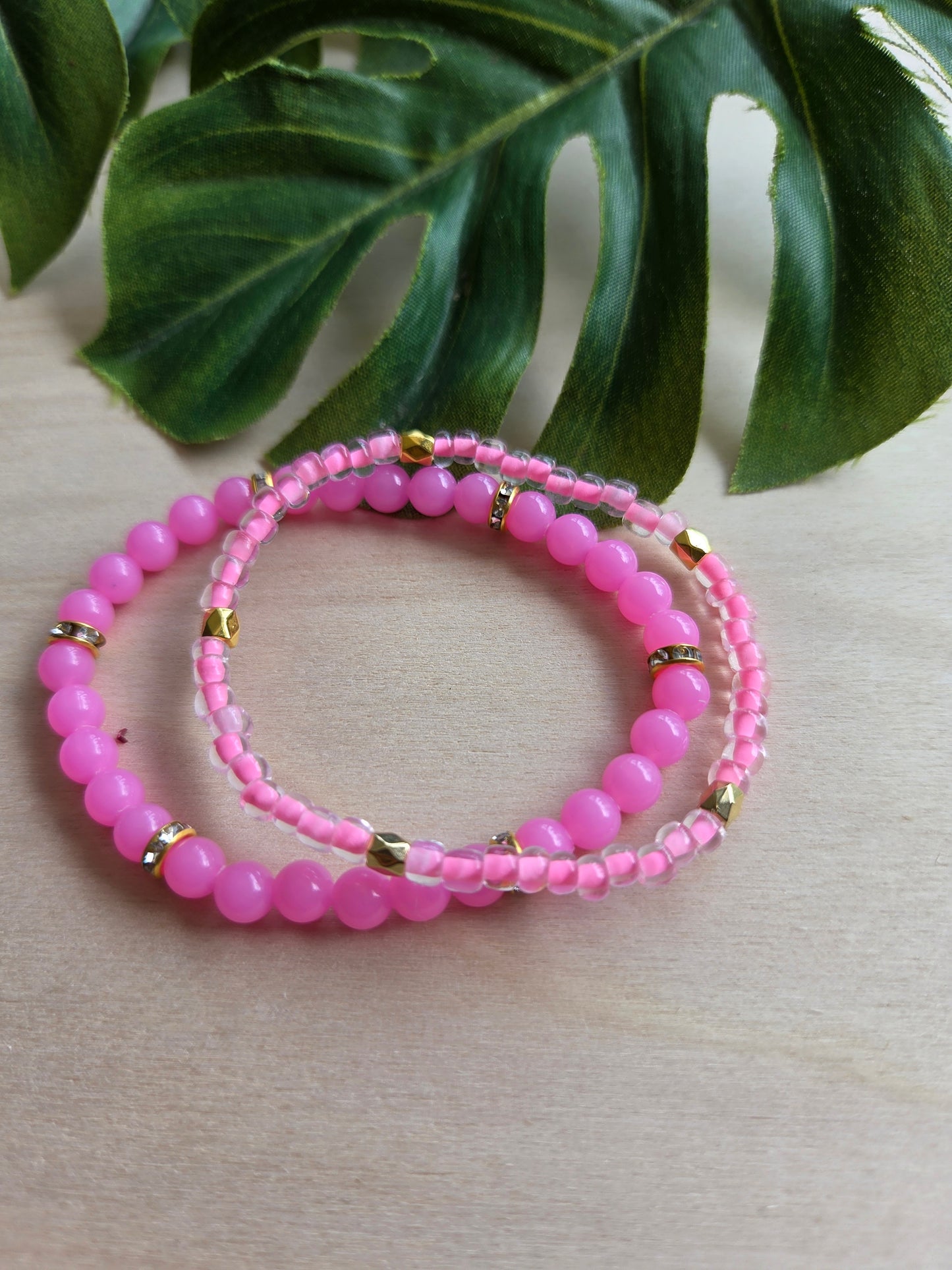 Armbänder mit Flamingo AH Rosa/Blau 3er-Set