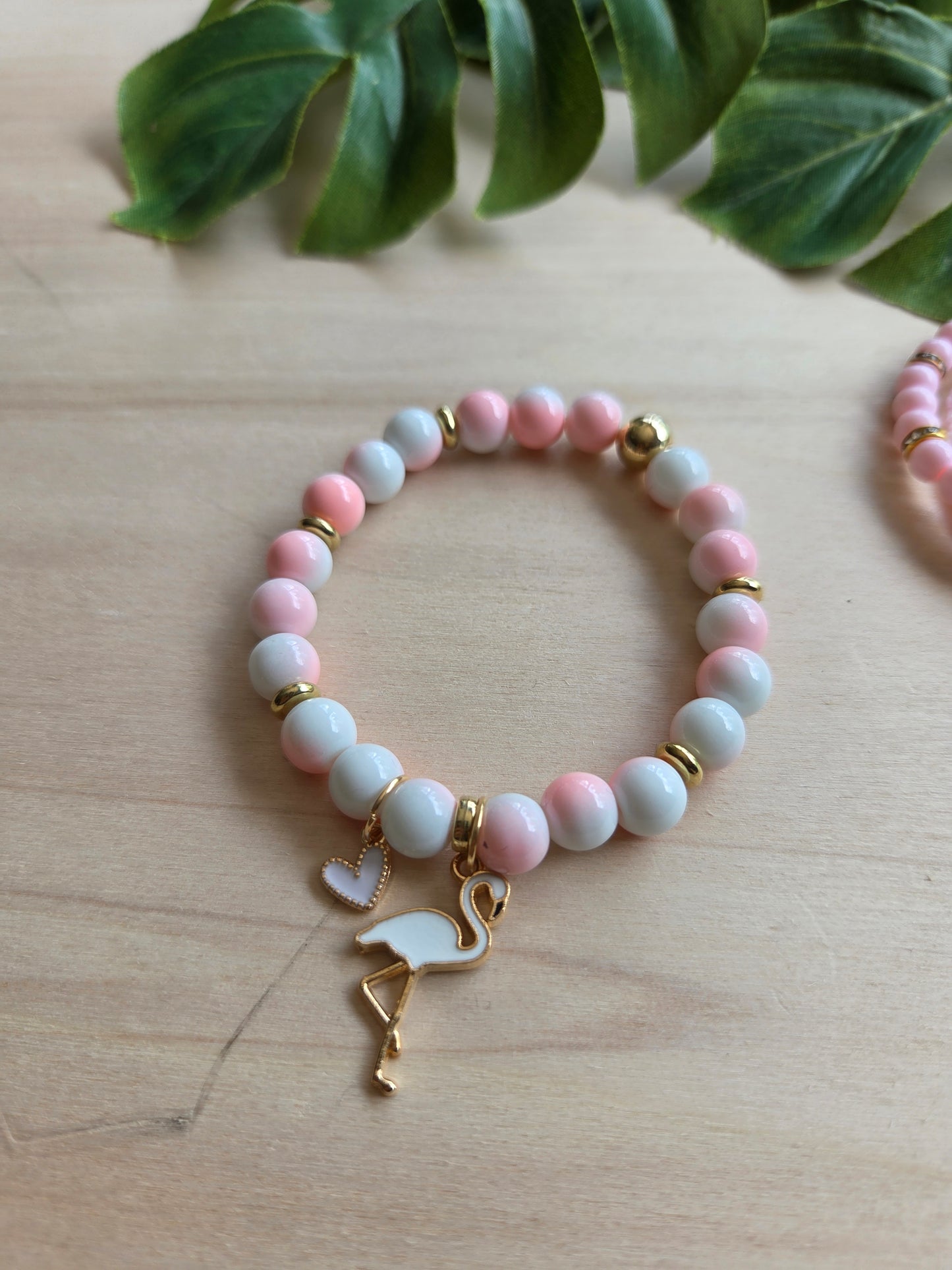 Armbänder mit Flamingo Rosa/Weiß 3er-Set