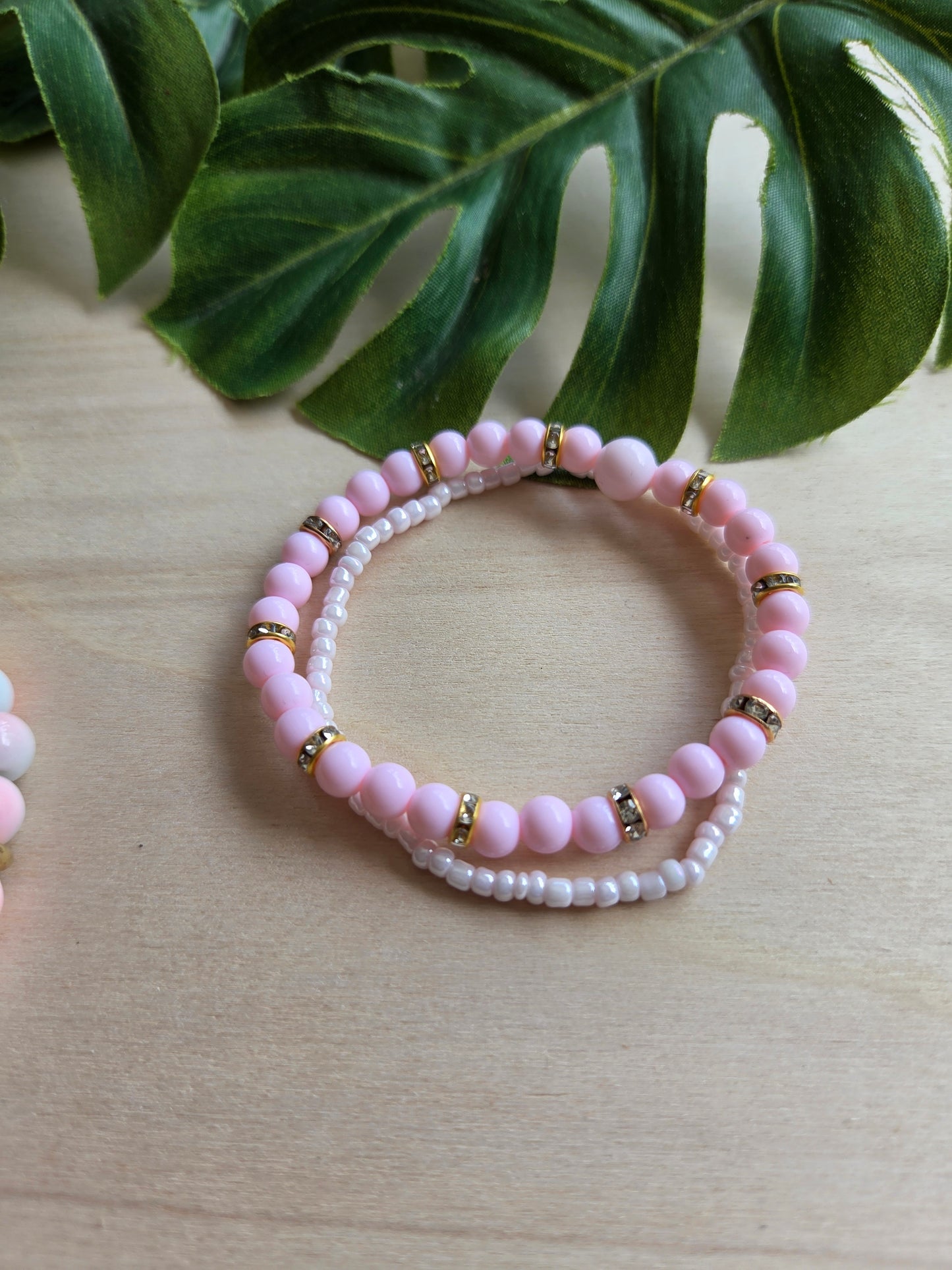 Armbänder mit Flamingo Rosa/Weiß 3er-Set