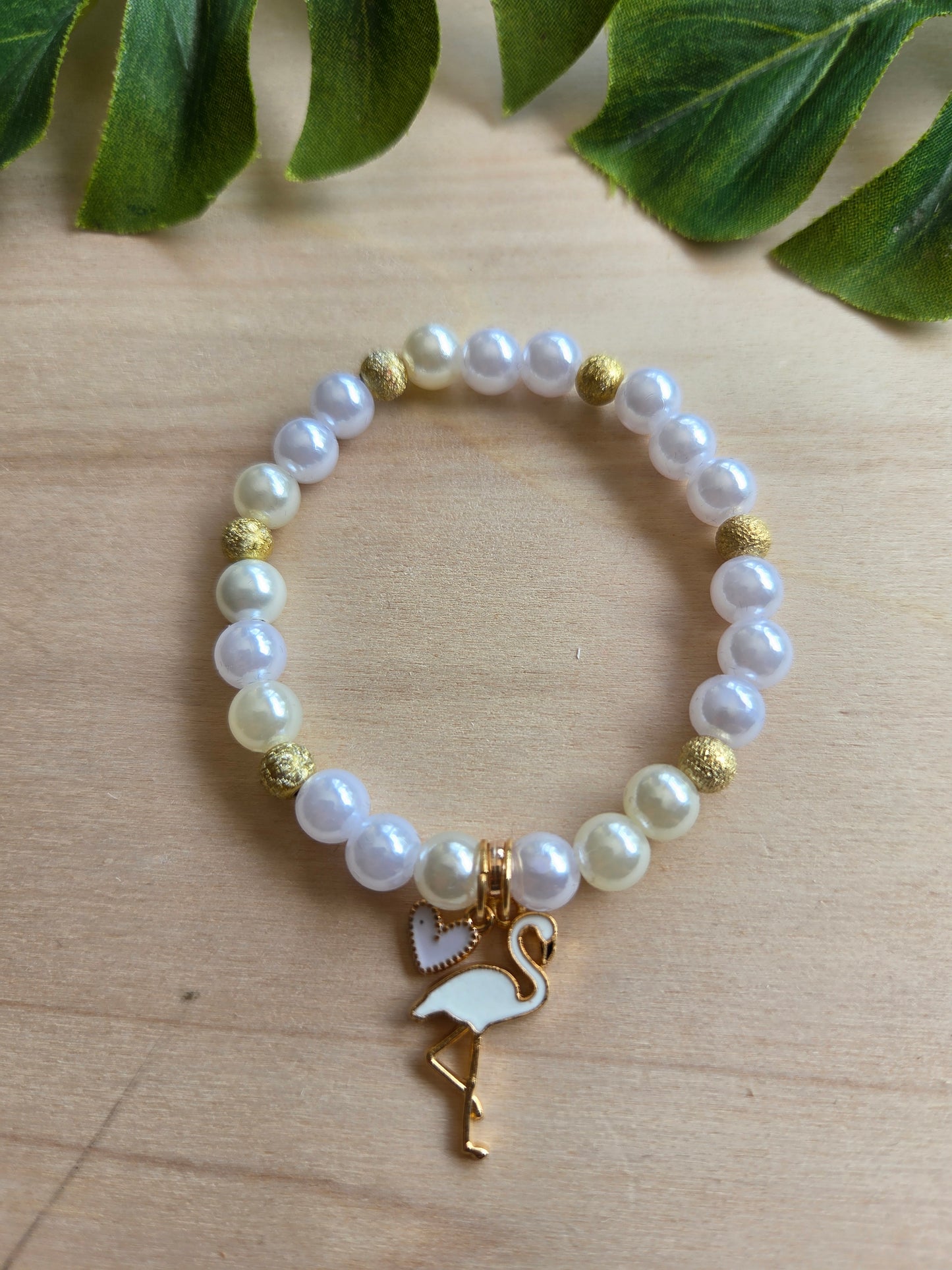 Armbänder mit AH Flamingo weiß 3er-Set