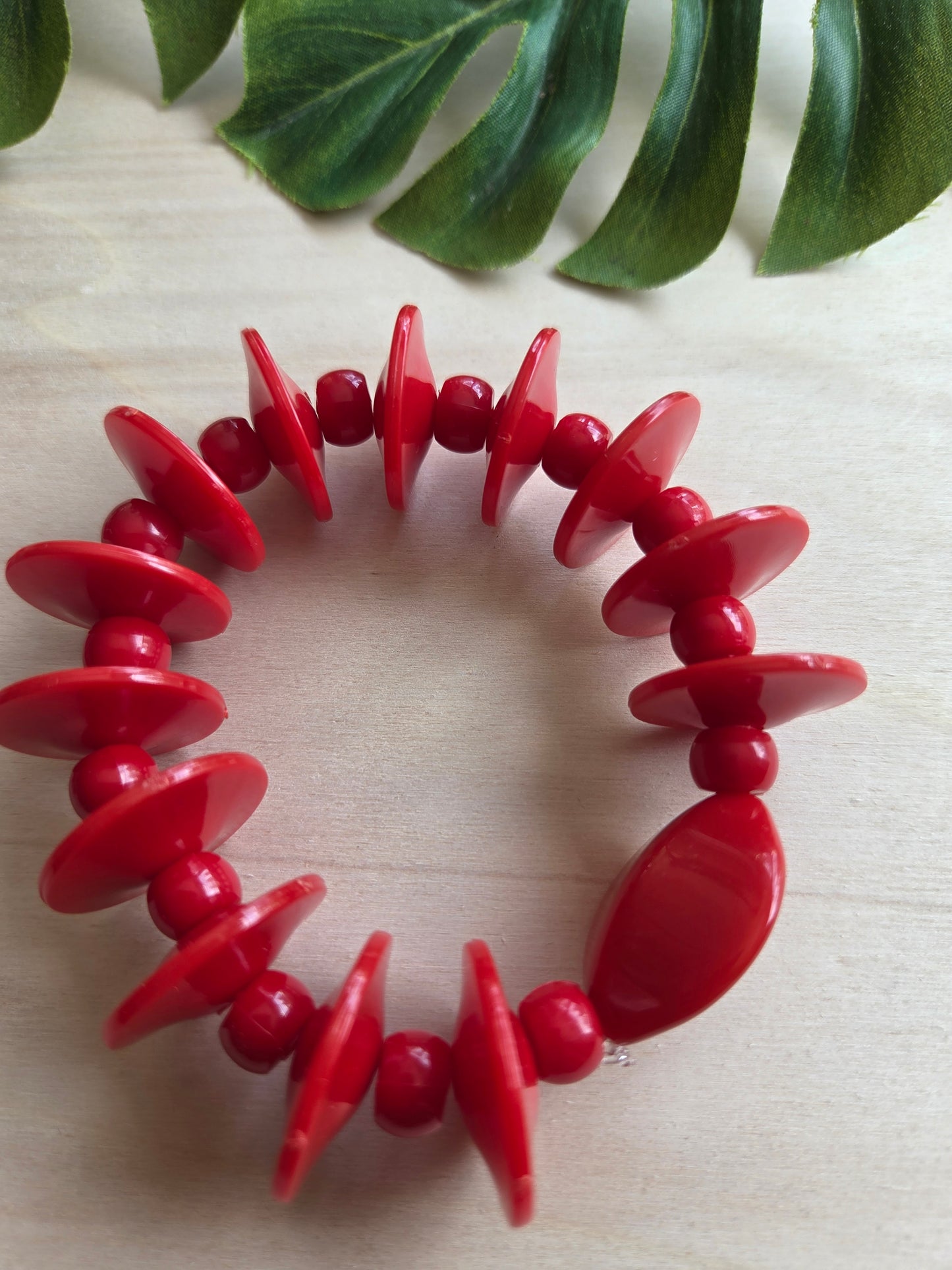 Armbänder Big Perlen Rot und AB mit Fisch 2er-Set