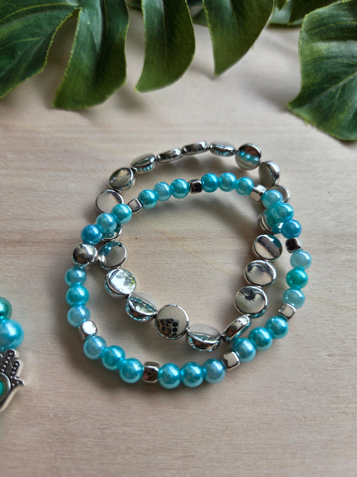 Armbänder mit sehendem Auge Türkis 3er-Set