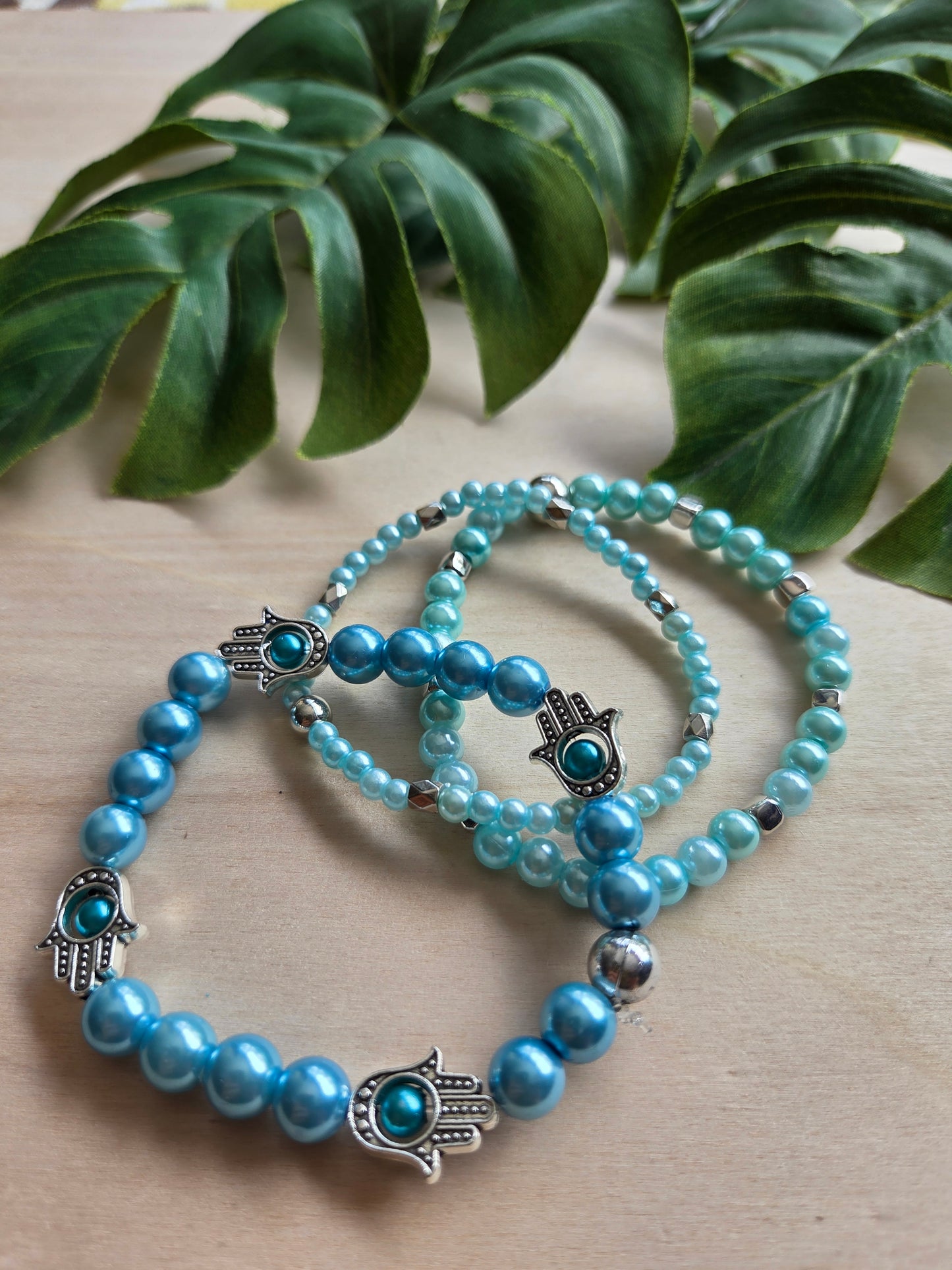 Armbänder mit sehendem Auge blau 3er-Set