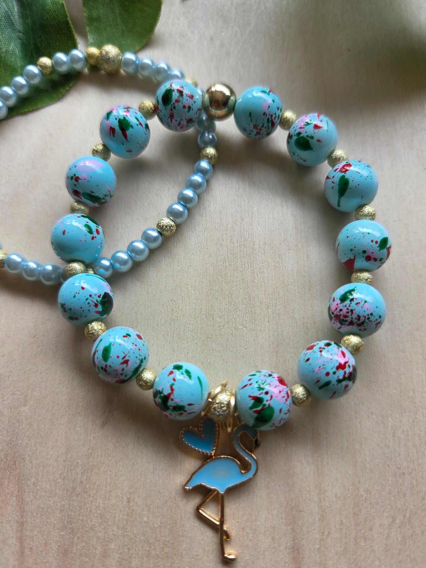 Armbänder mit AH Flamingo hellblau 3er- Set