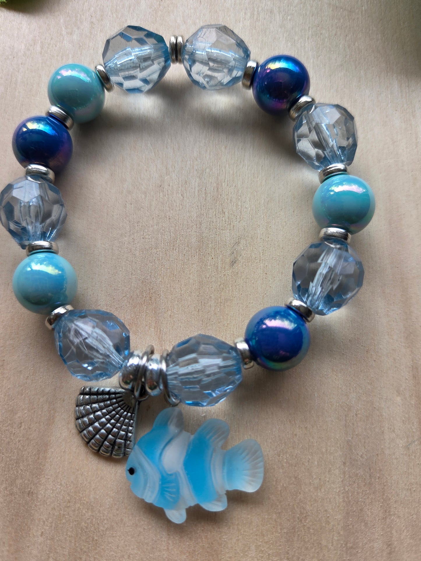 Armbänder mit AH Fisch/Muschel hellblau 3er-Set